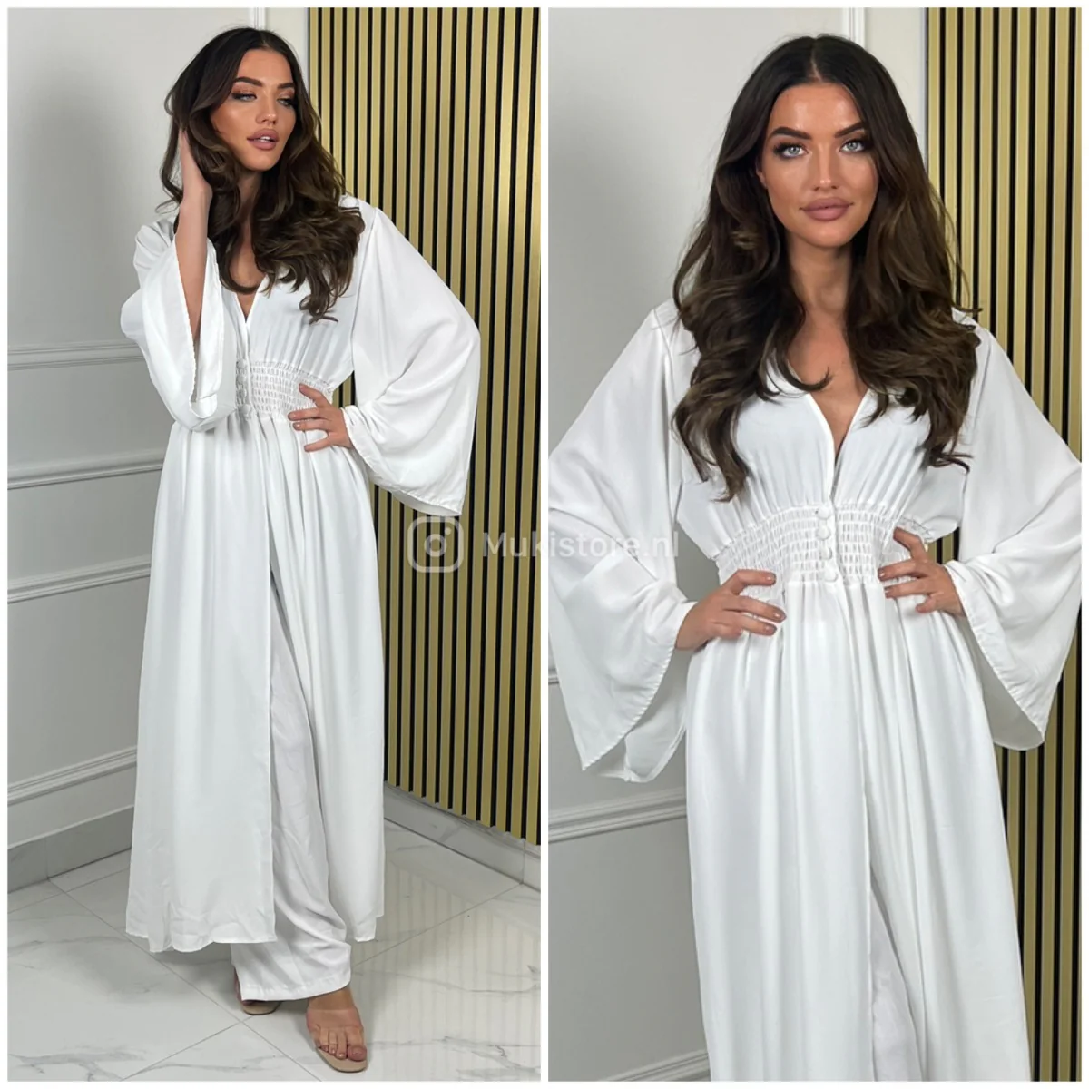 2pcs Beautiful Set Long Vest Wide Legs Elastic Taille Detail - Image 10