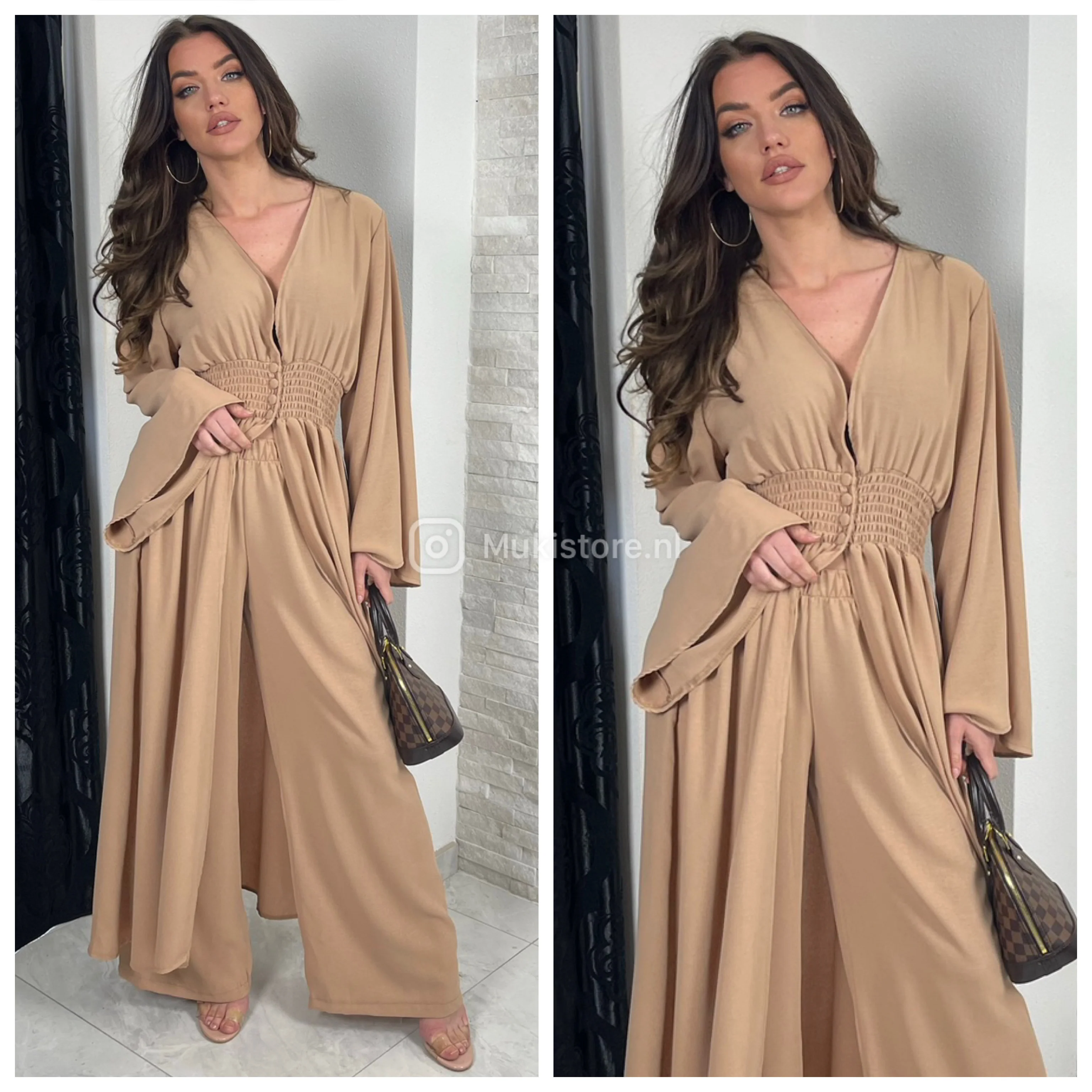 2pcs Beautiful Set Long Vest Wide Legs Elastic Taille Detail - Image 12