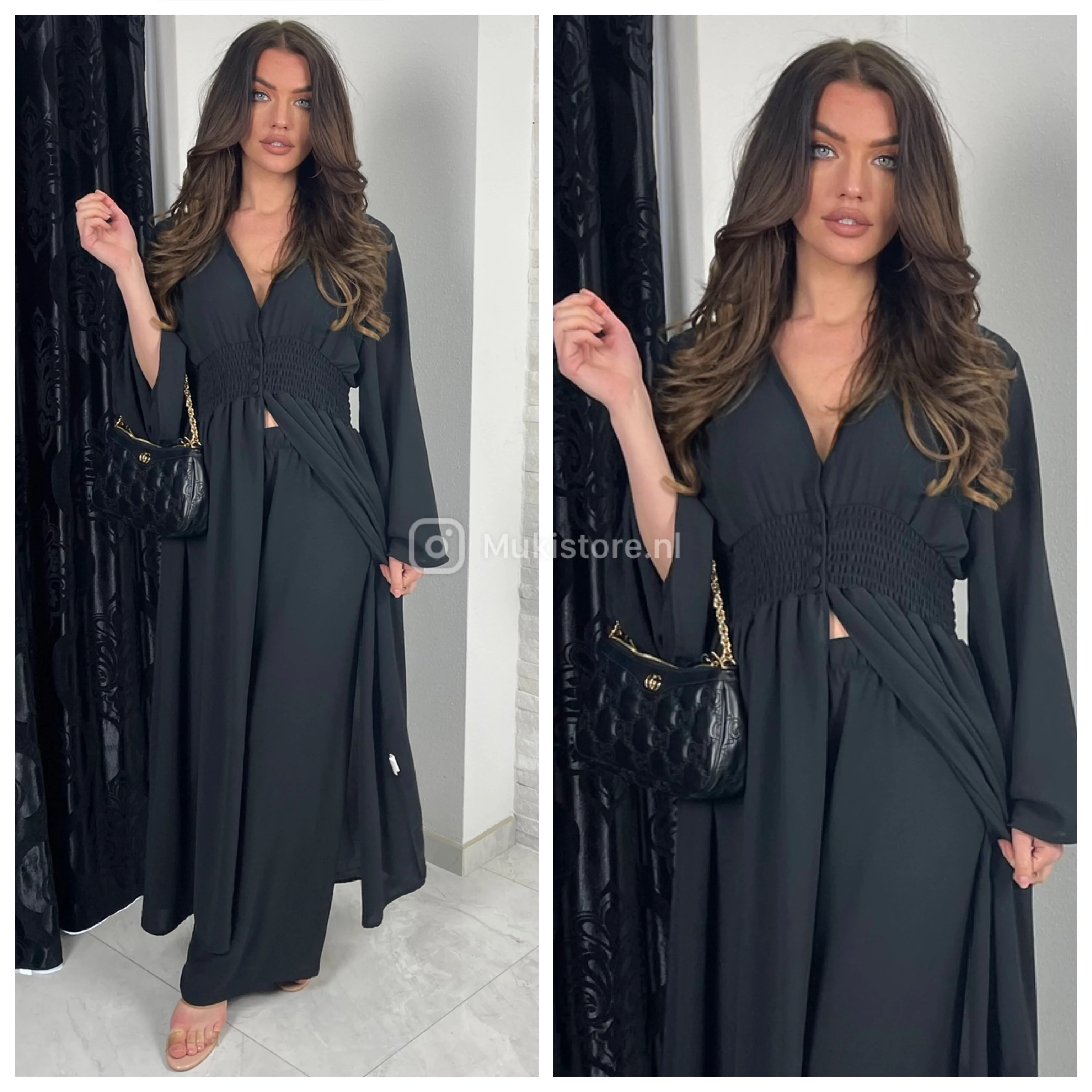 2pcs Beautiful Set Long Vest Wide Legs Elastic Taille Detail - Image 15