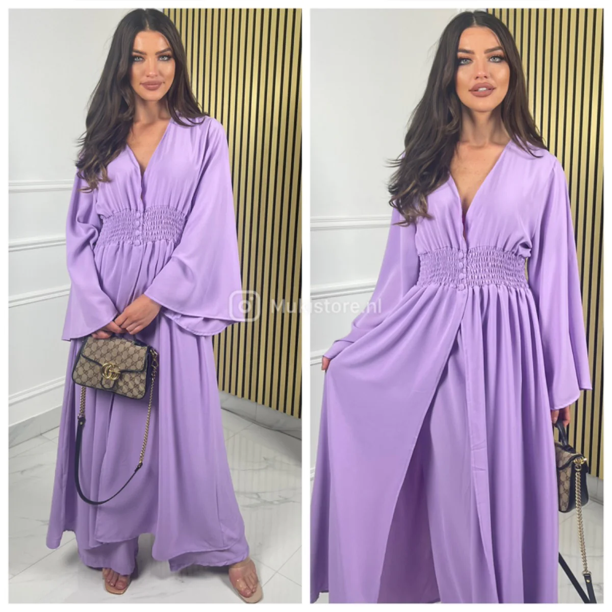 2pcs Beautiful Set Long Vest Wide Legs Elastic Taille Detail - Image 5