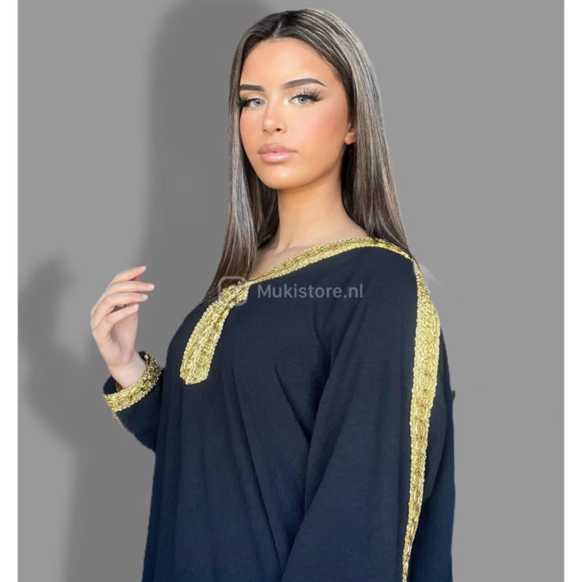 Beautiful Golden Embroidered V Maxi Dress - Image 6