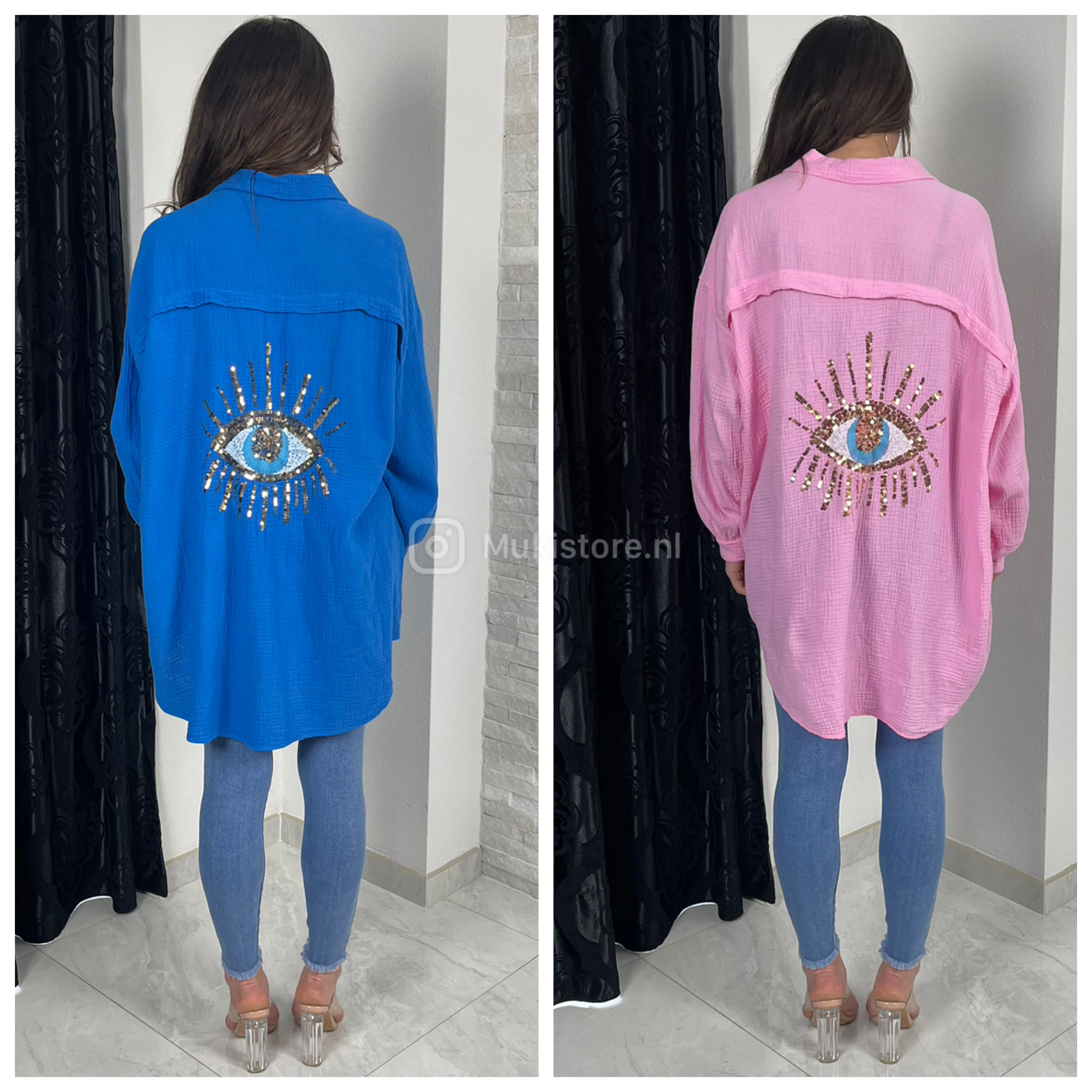 Cheesecloth Blouse Dress Sequin Golden Eye - Image 8