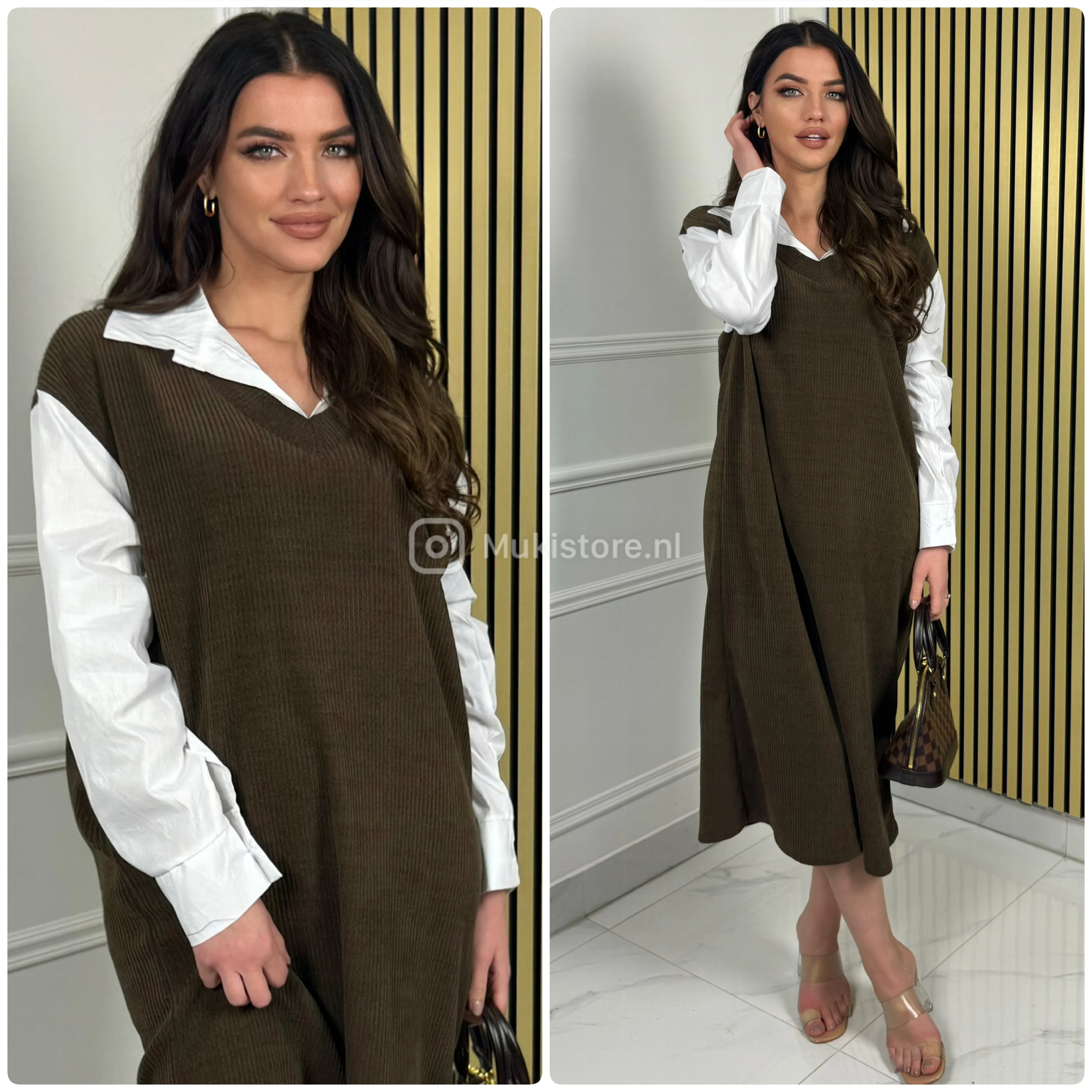 Corduroy One Piece Blouse Dress - Image 11