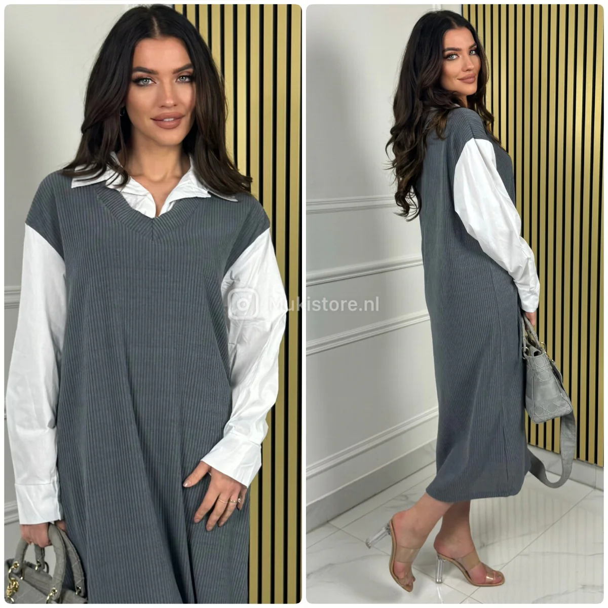 Corduroy One Piece Blouse Dress - Image 5