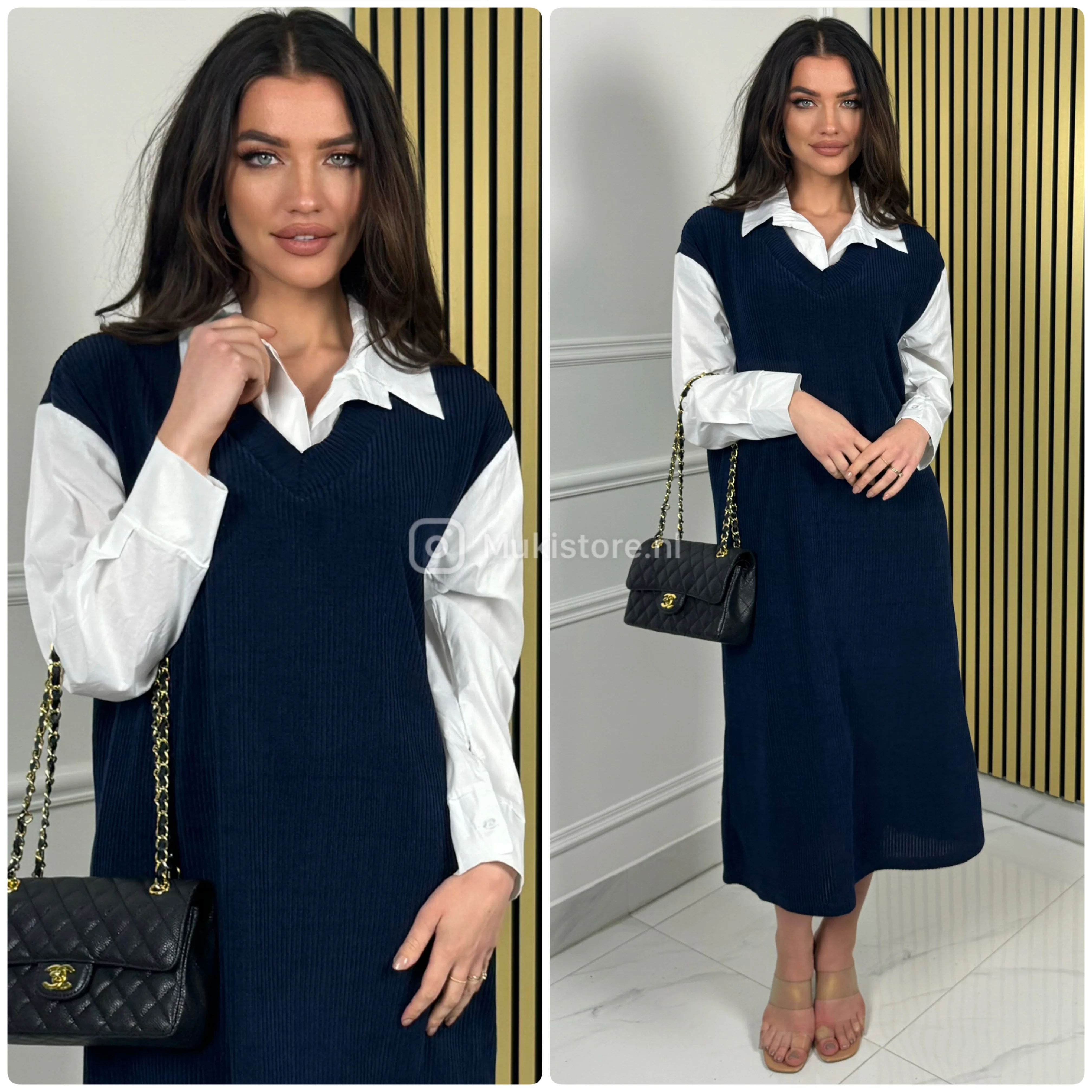 Corduroy One Piece Blouse Dress - Image 7