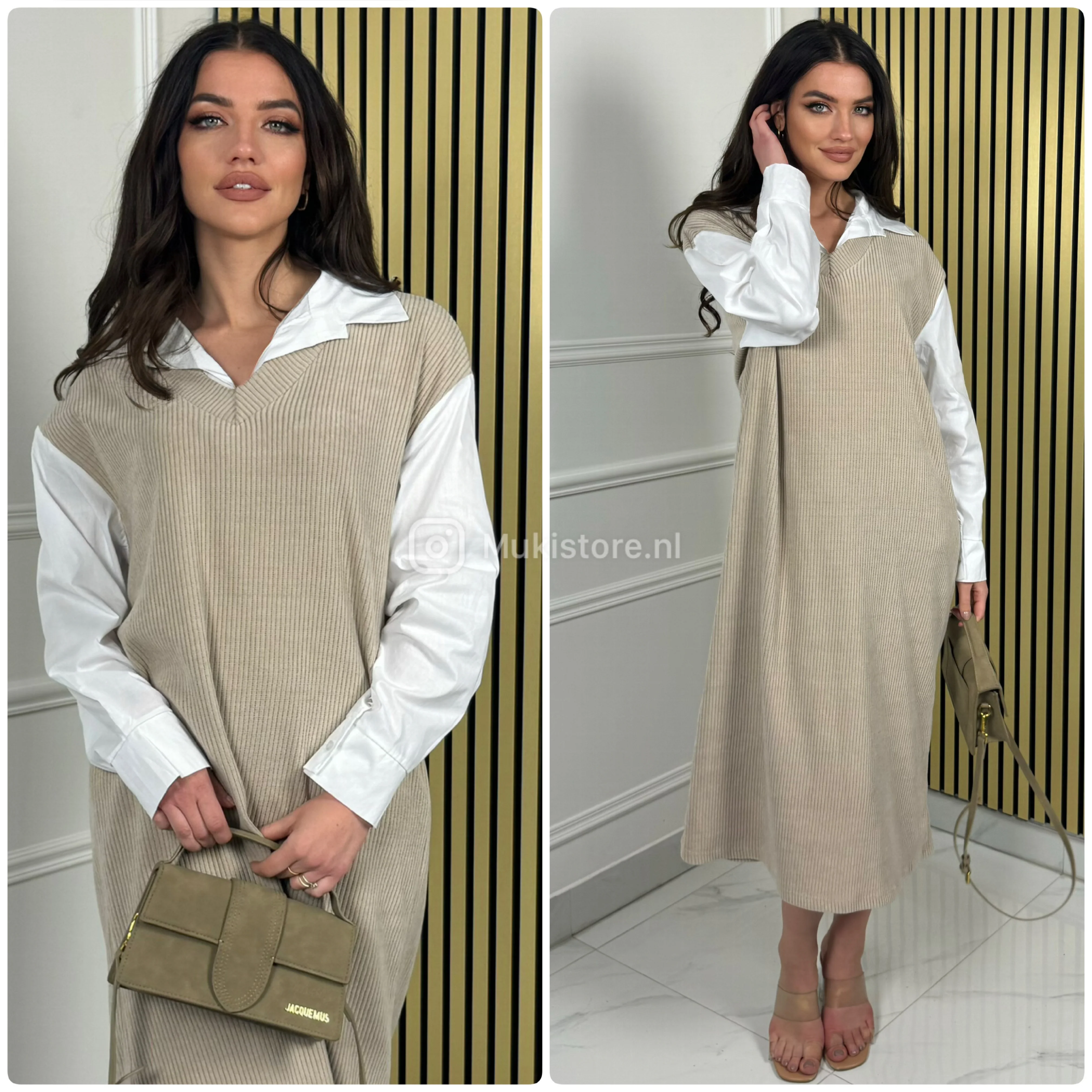 Corduroy One Piece Blouse Dress - Image 9