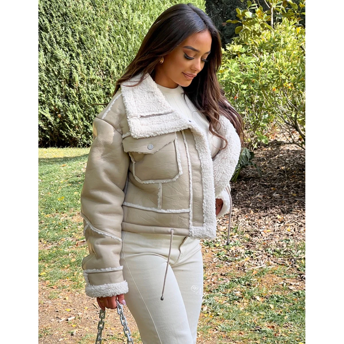 Cropped Lammy Coat Mega Trending sq008 - Image 7