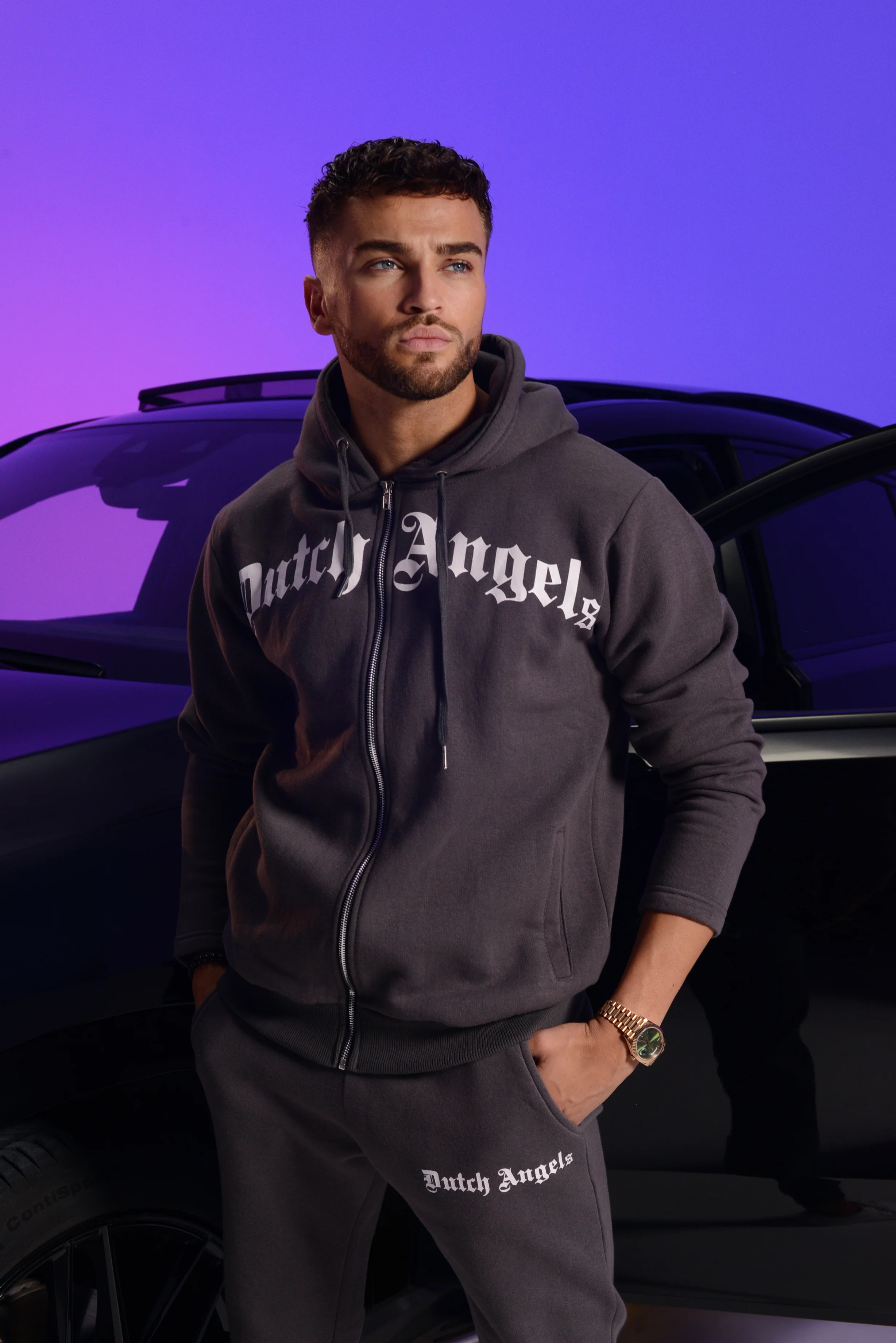 Dutch Angels 4 Imprint Grey Zipper Hoodie Tracksuit - Image 11