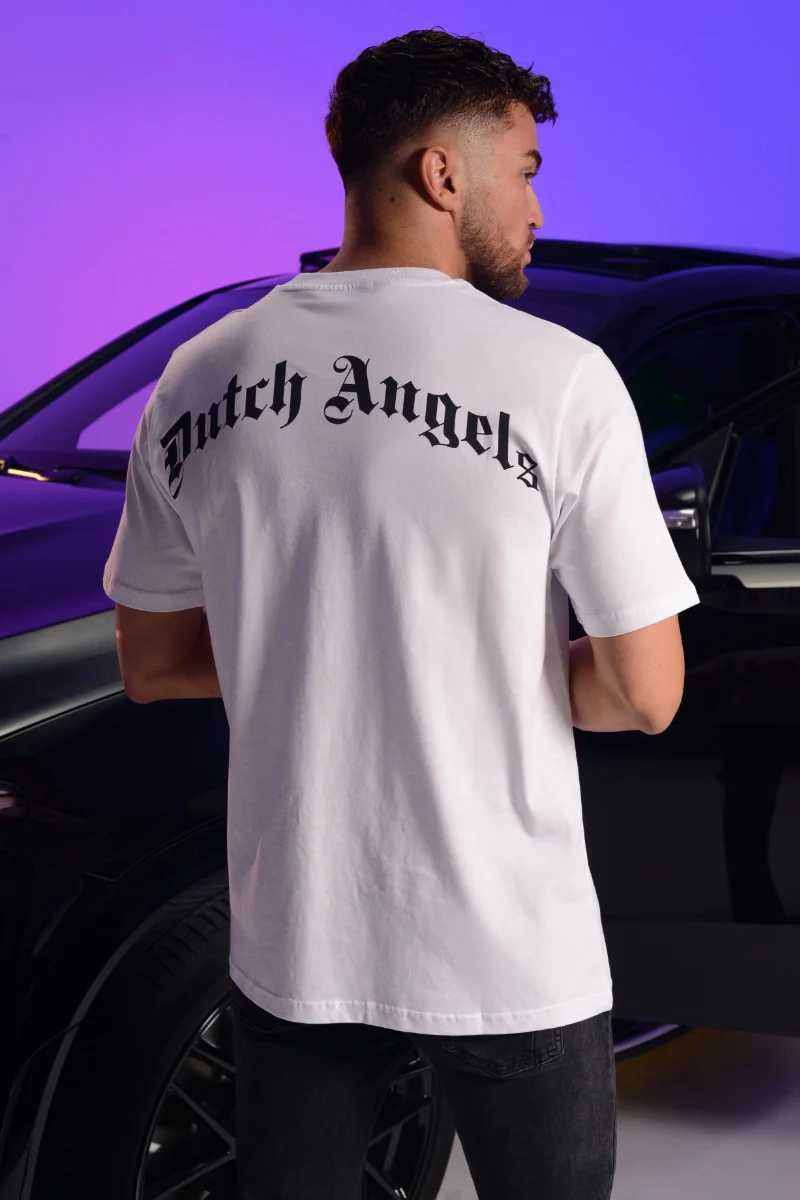 Dutch Angels Broken Red Rose White Oversized T-shirt - Image 4