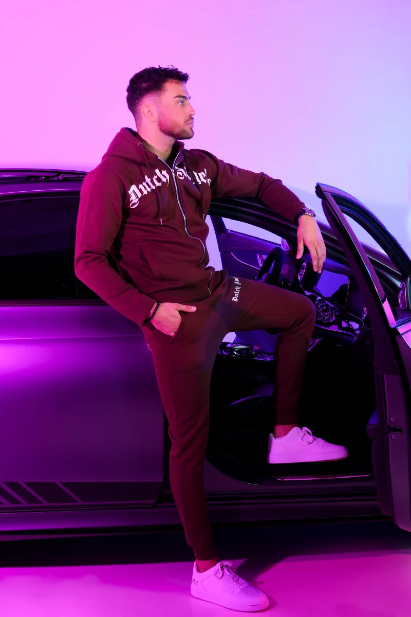 Dutch Angels Imprint Choclate Zipper Hoodie Tracksuit - Image 3