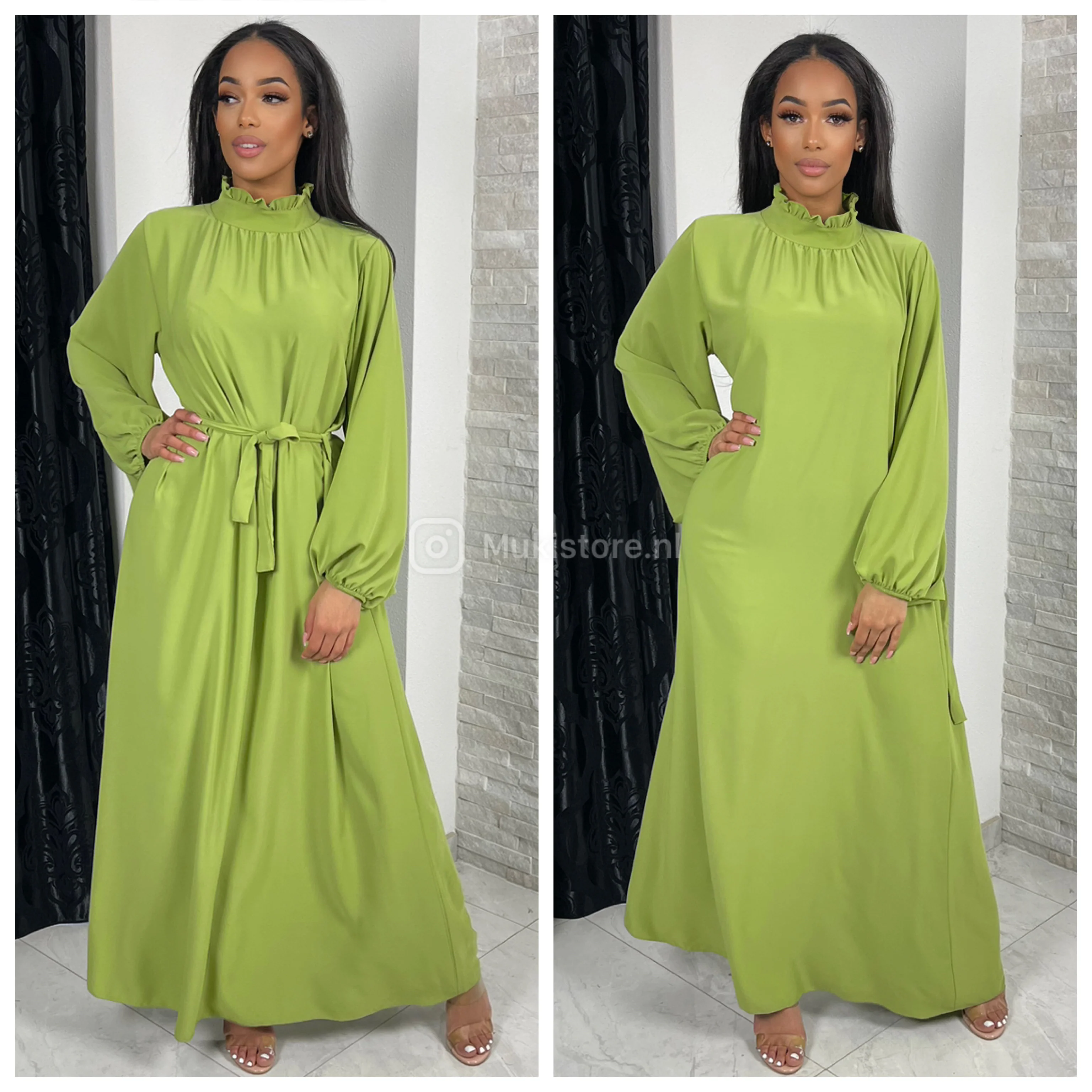 Elegant Maxi Tie Belt Collar Detail - Image 13