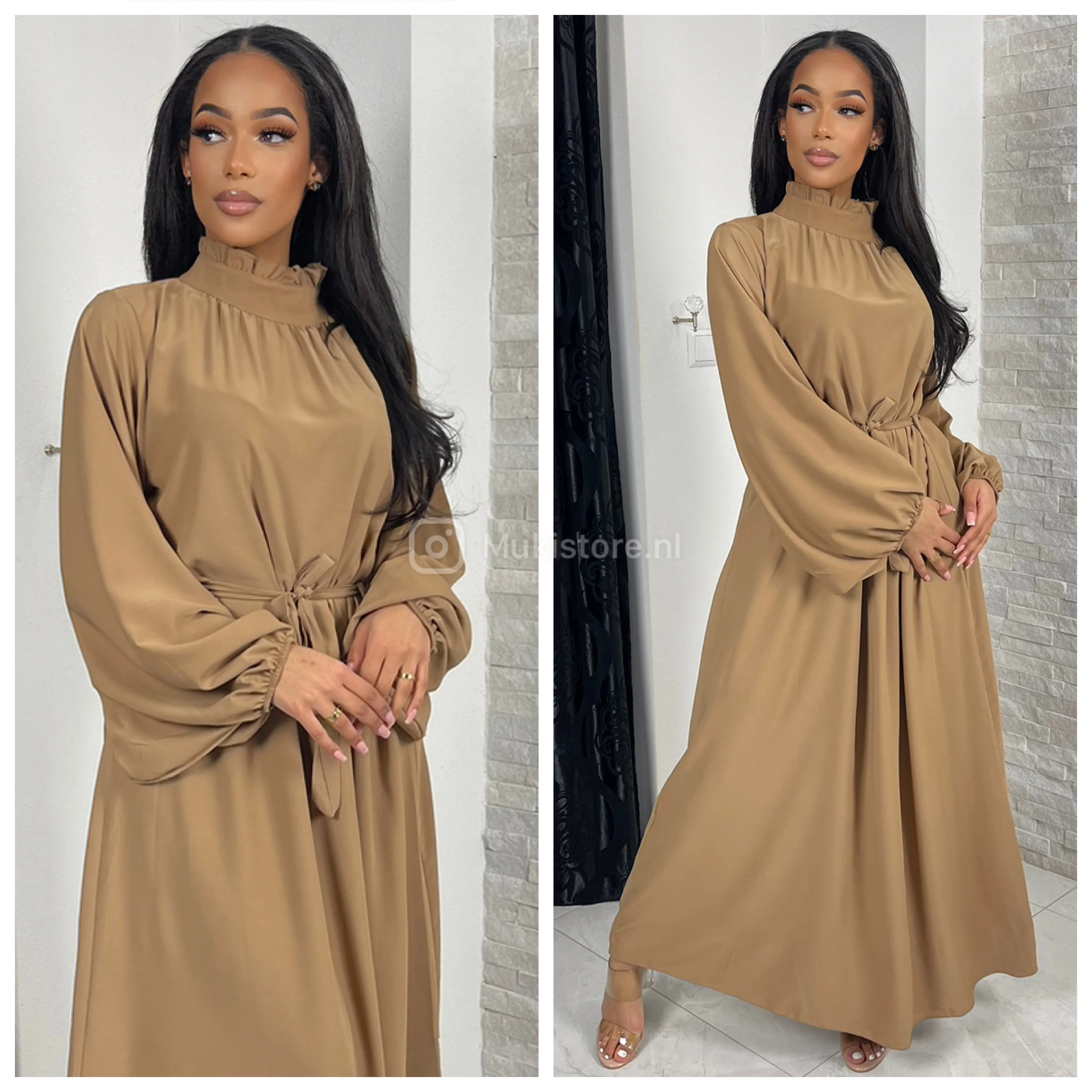 Elegant Maxi Tie Belt Collar Detail - Image 15