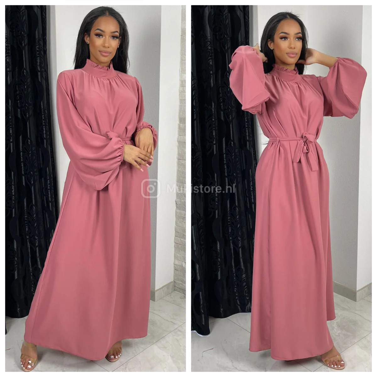 Elegant Maxi Tie Belt Collar Detail - Image 4