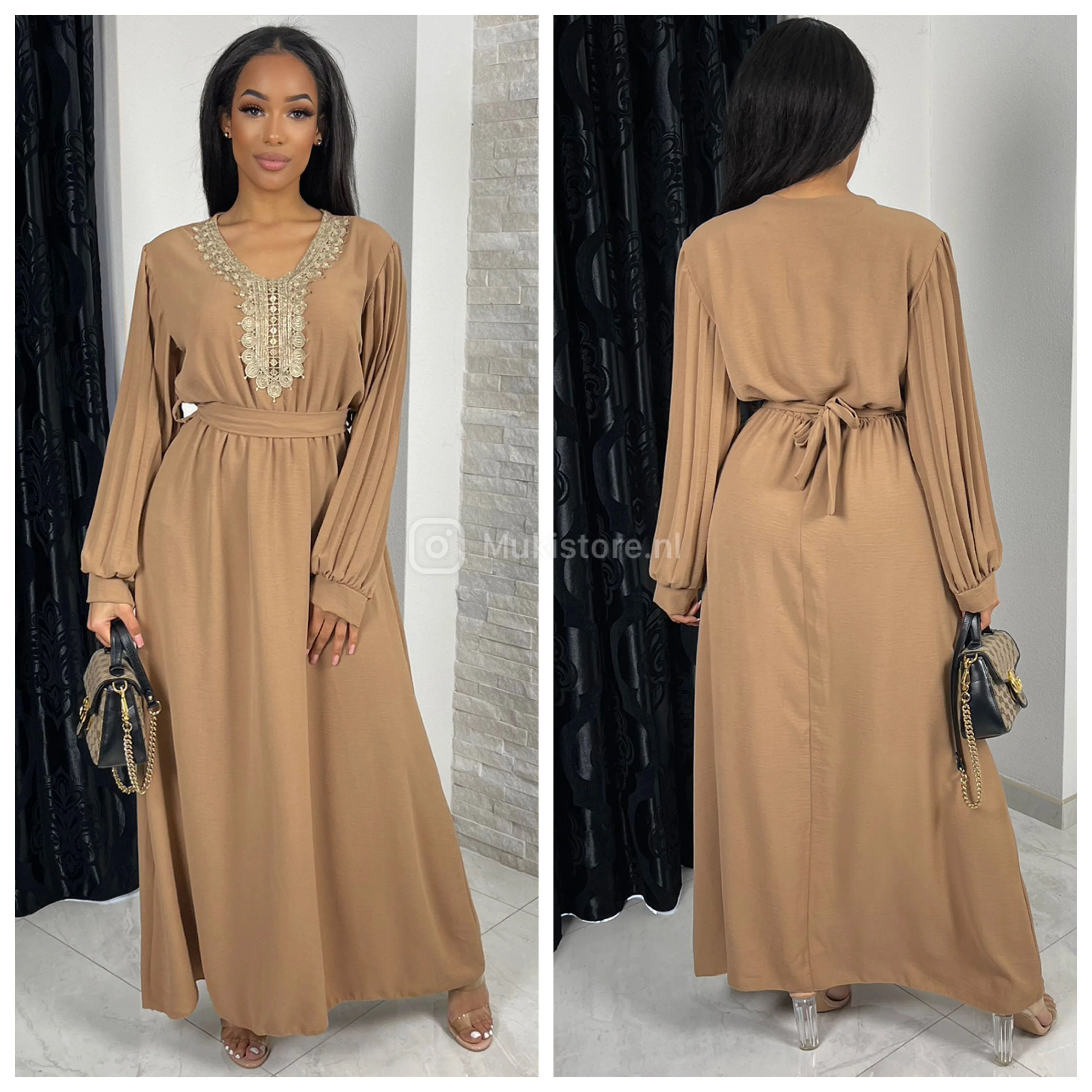 Embroidered Maxi Tie Belt Ruffle Sleeves - Image 10