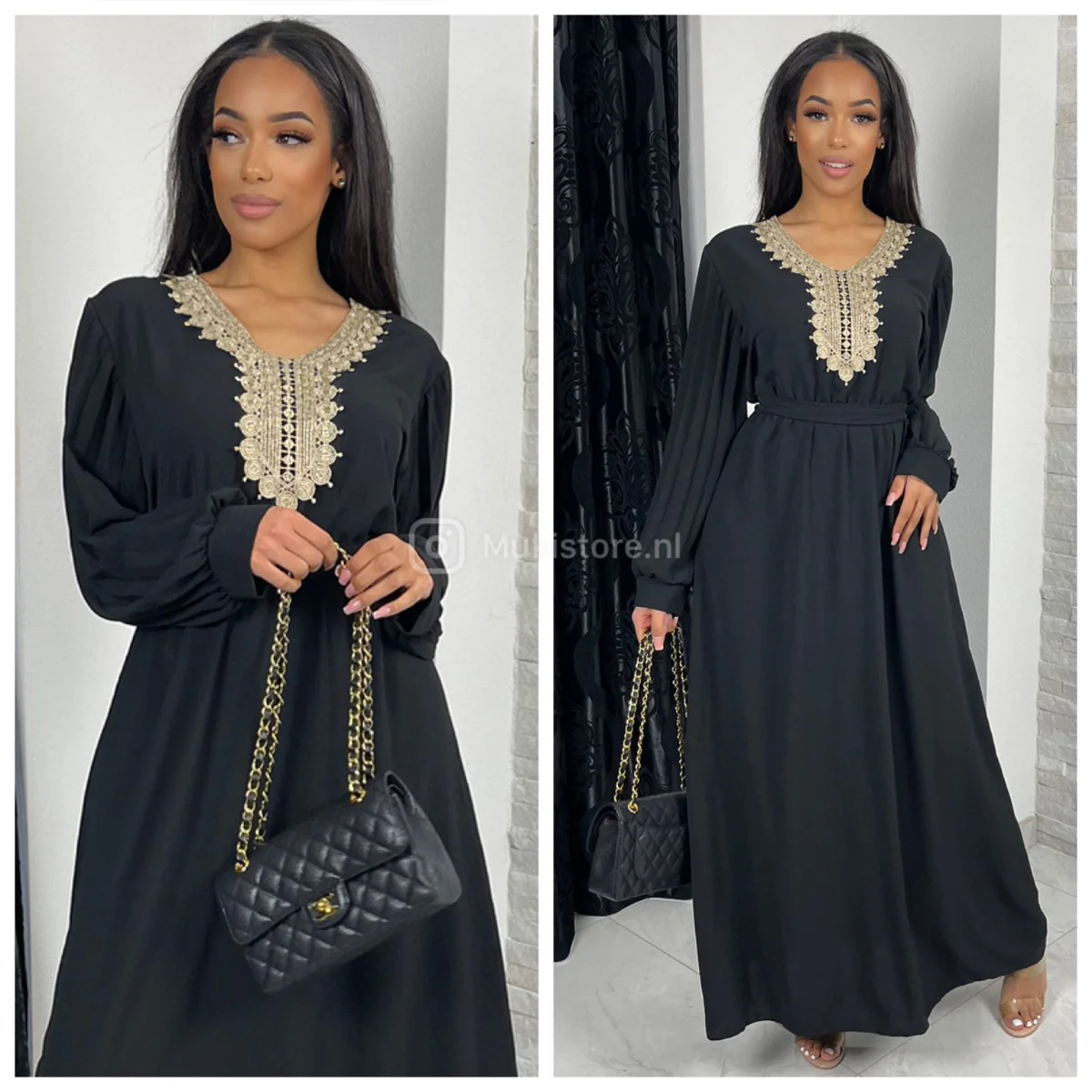 Embroidered Maxi Tie Belt Ruffle Sleeves - Image 3