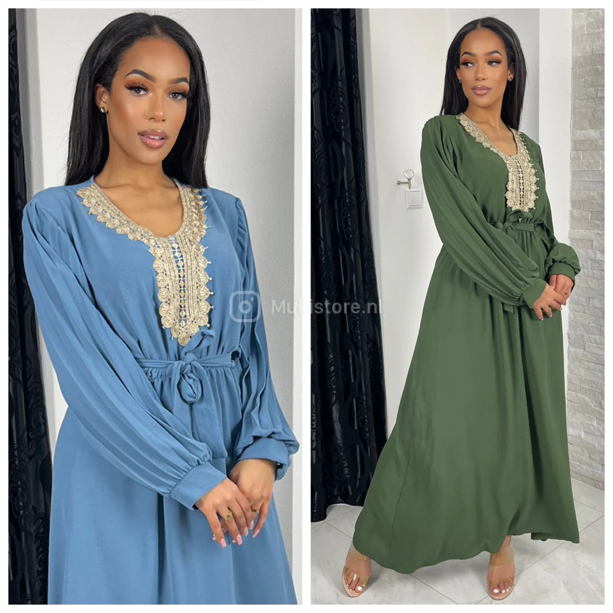 Embroidered Maxi Tie Belt Ruffle Sleeves - Image 5