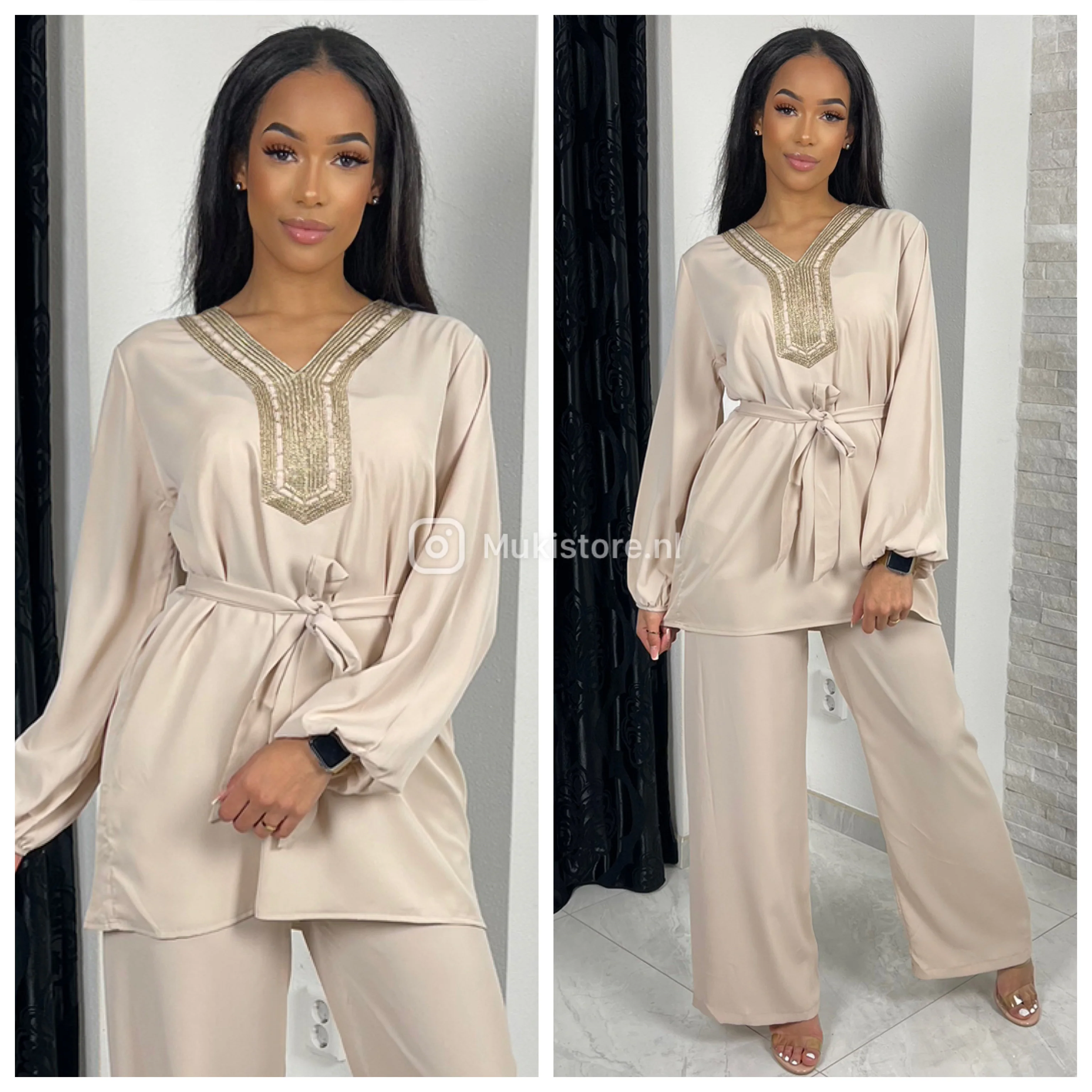 Golden Embroidered Tie Belt Set 5211 - Image 11