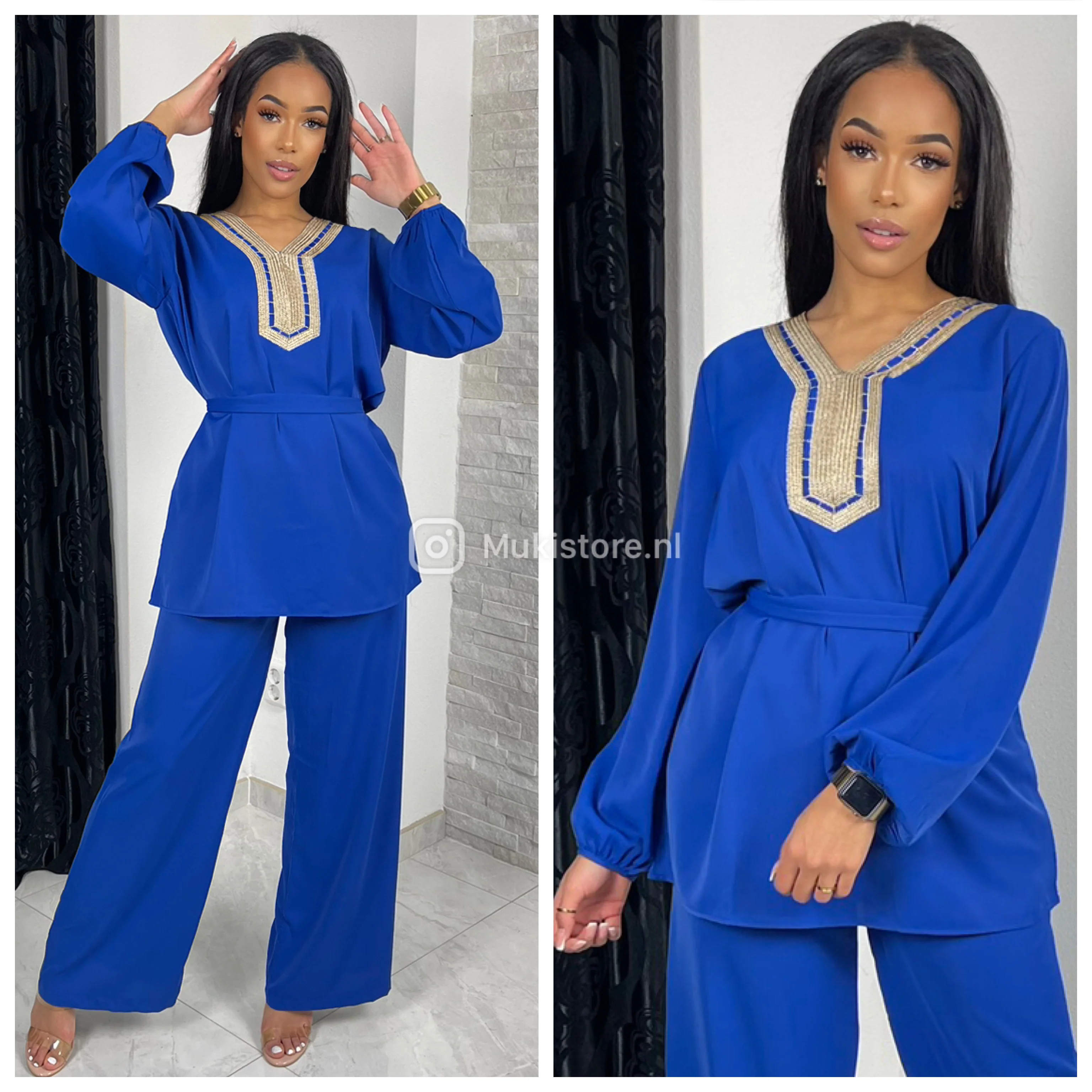 Golden Embroidered Tie Belt Set 5211 - Image 5