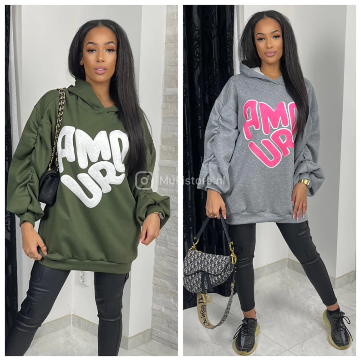 Hoodie 3D Amour Puffed Sleeves Detail - Image 3