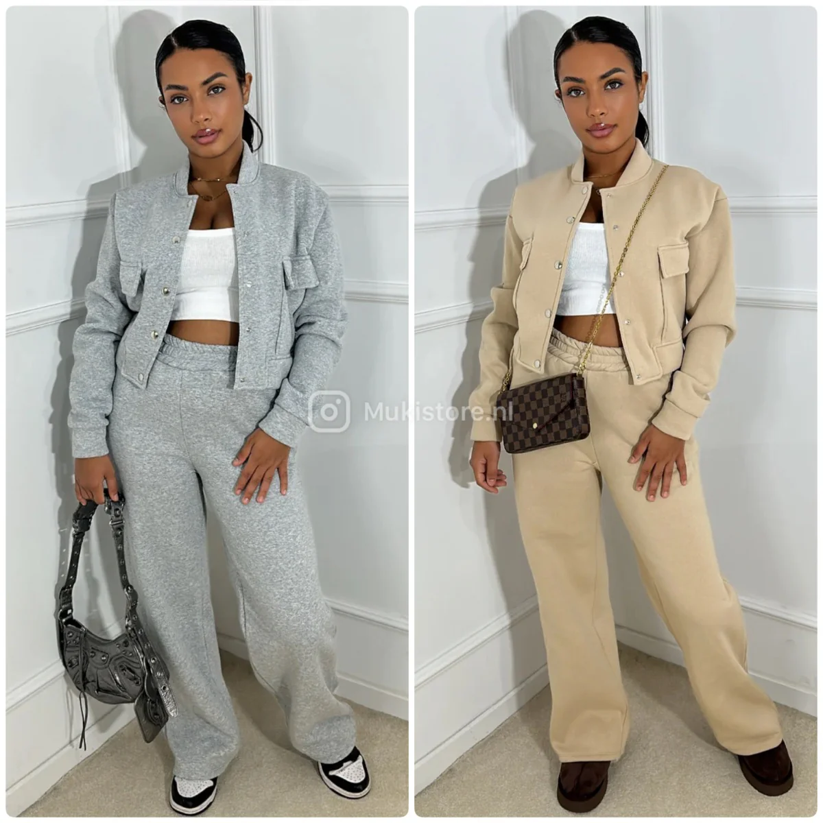 Jogging Crop Button Vest Wide Leg Set - Image 3