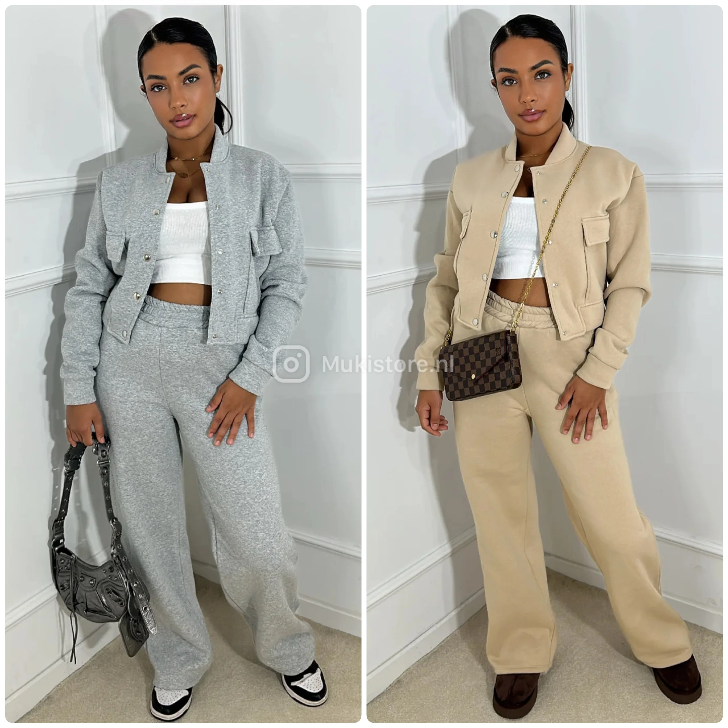 Jogging Crop Button Vest Wide Leg Set - Image 7