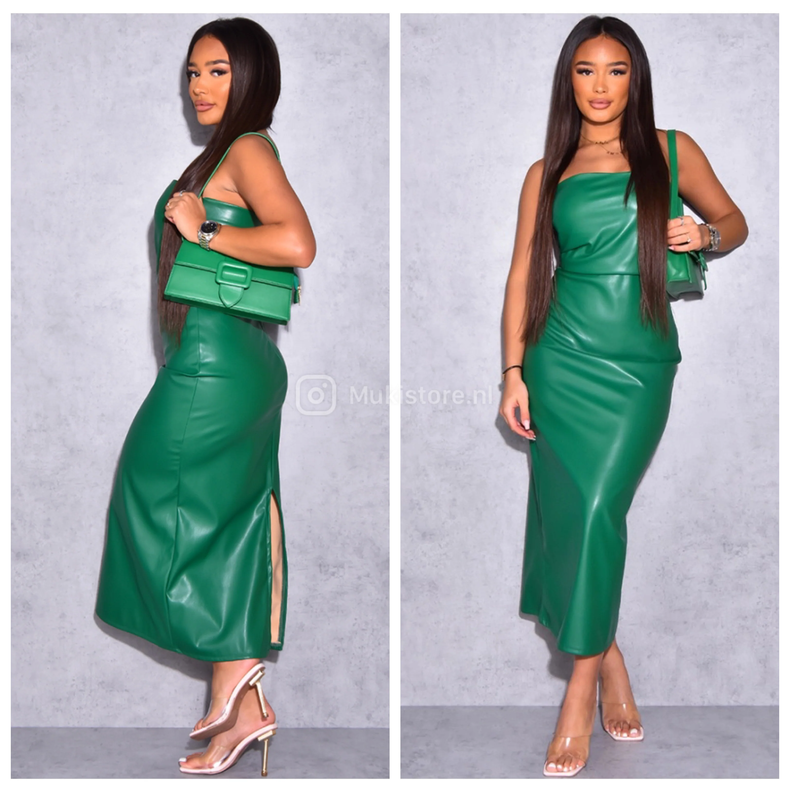 Leather strapless dress backsplit - Image 28