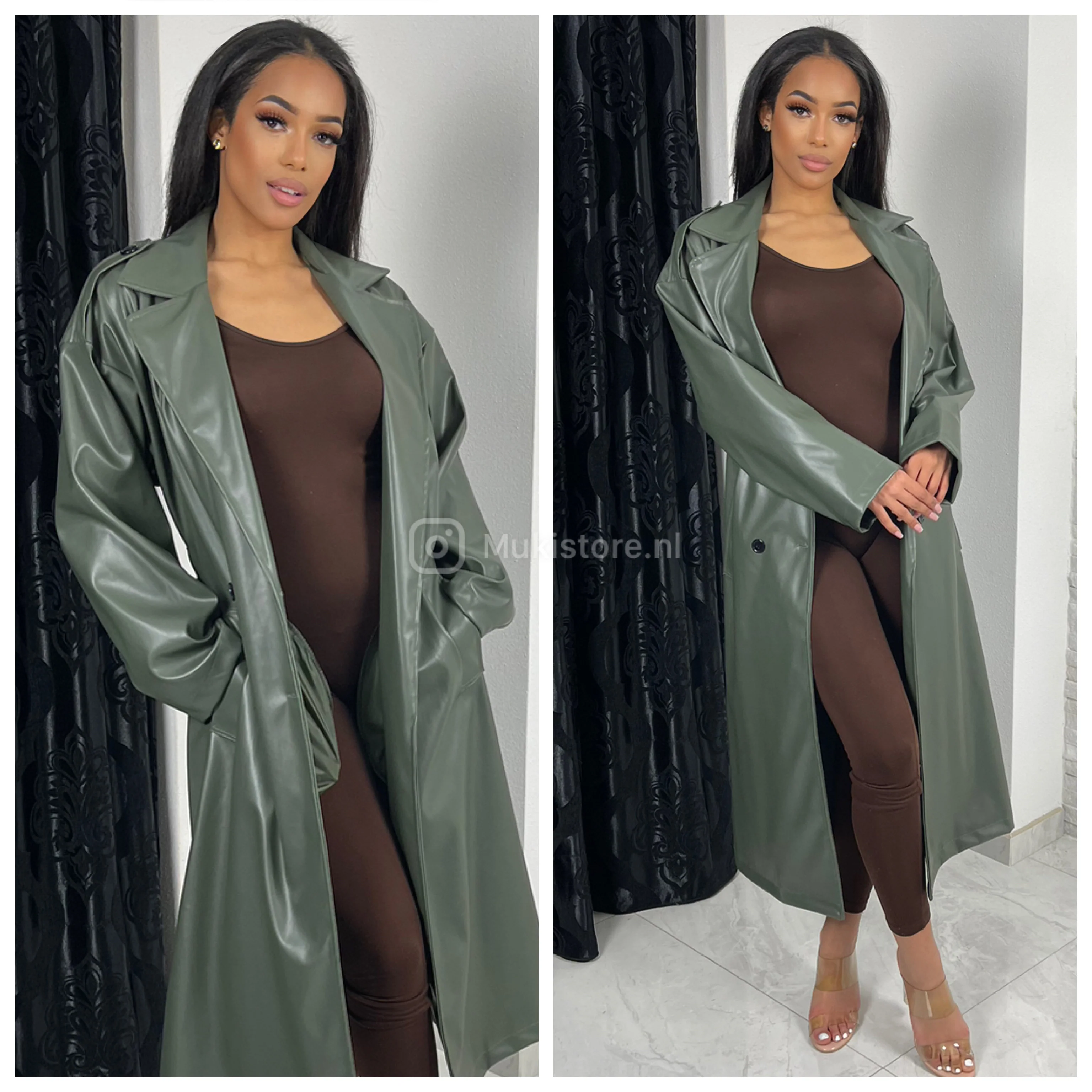 Leatherlook Buttons Jacket Tie Belt - Image 9