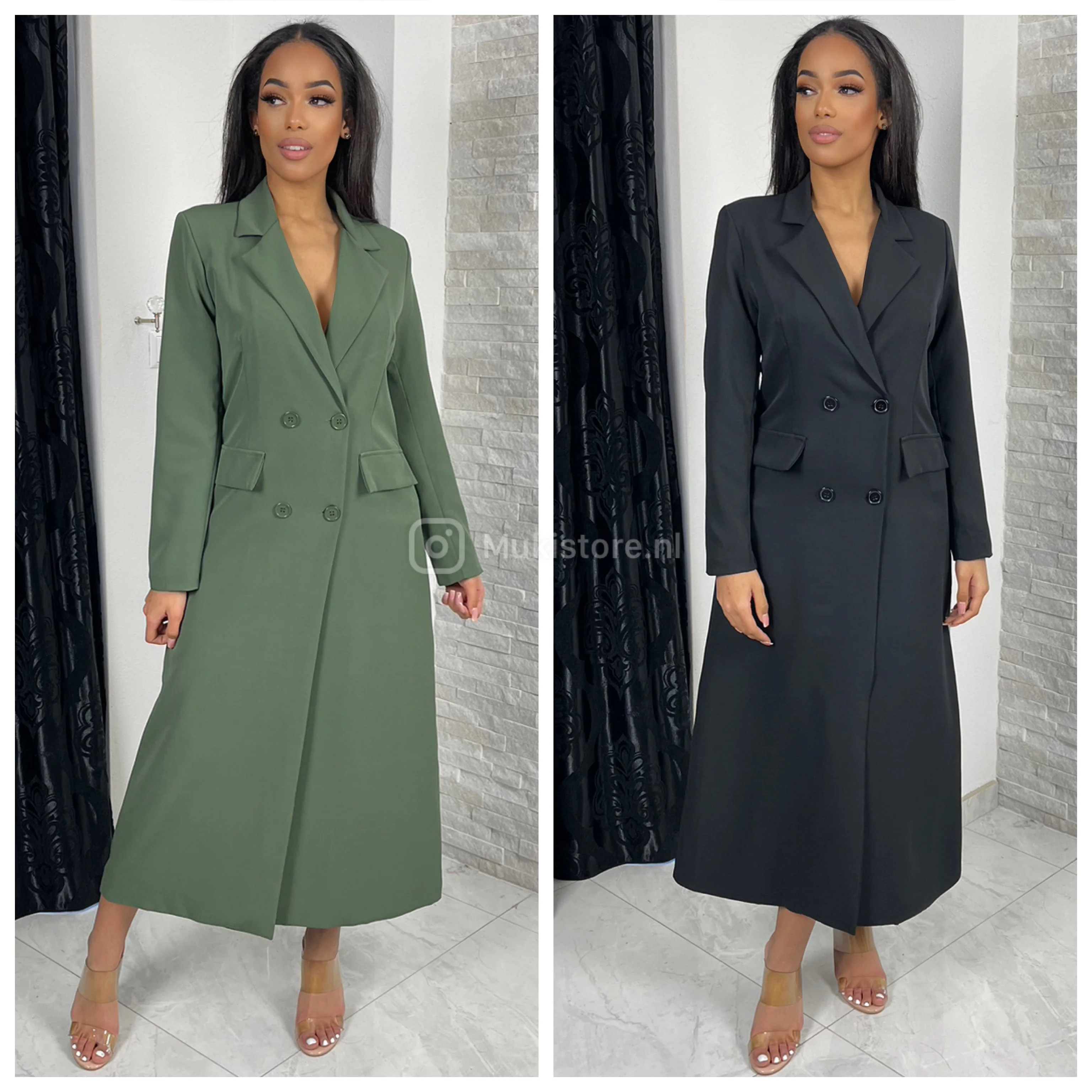 Long Blazer Dress Buttons With Lining - Image 16