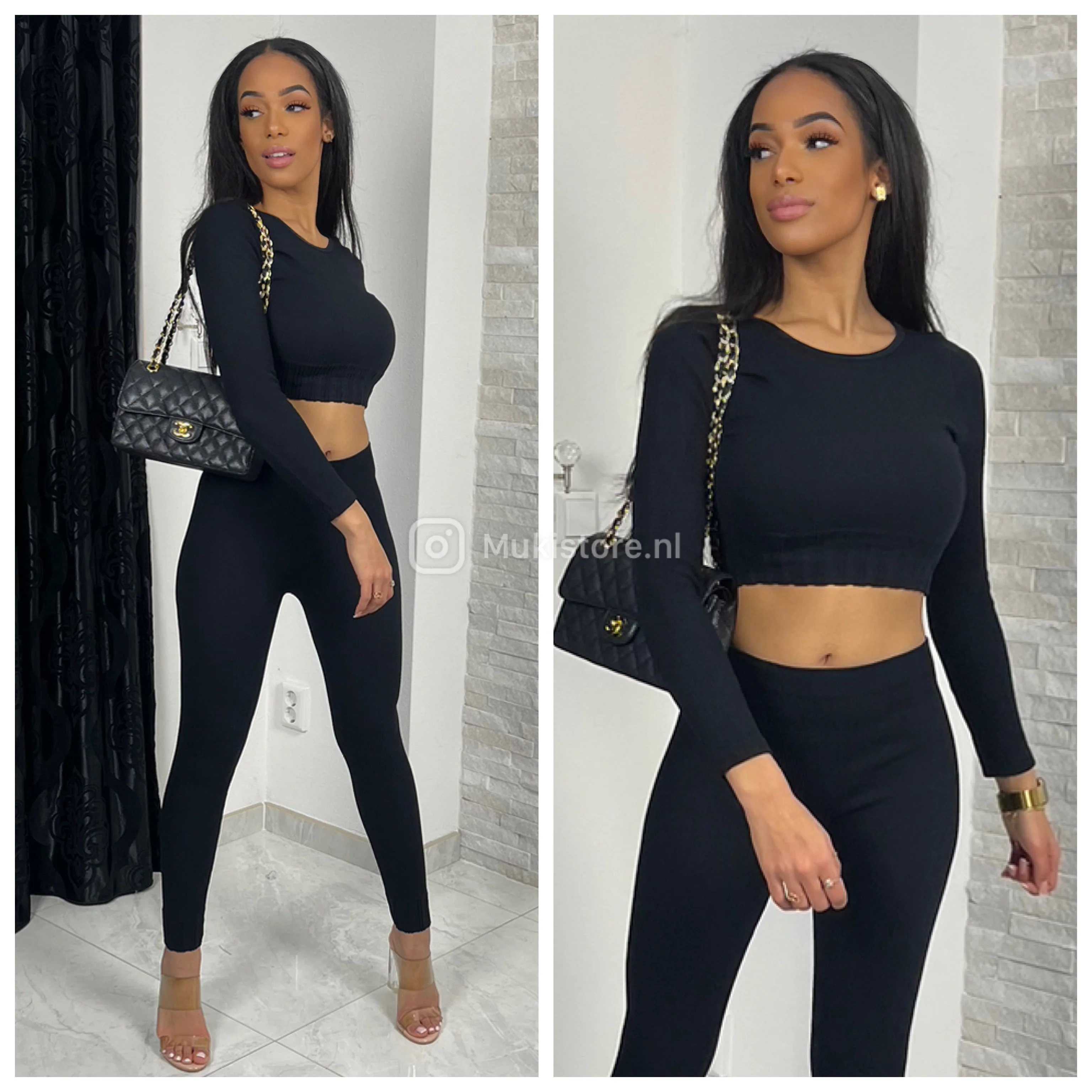 Long Sleeve Crop Premium Quality Ribbed Set 319 - Image 5