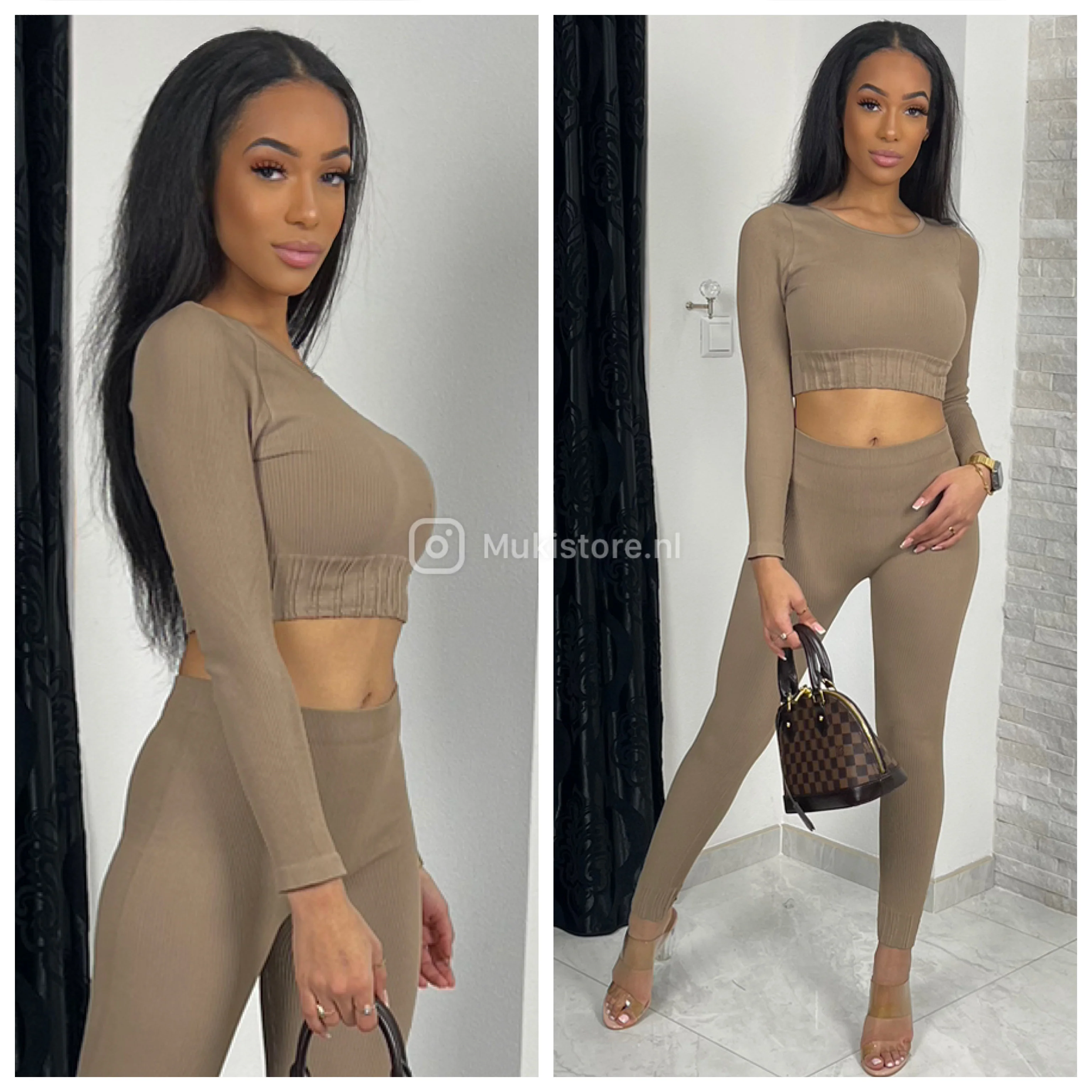 Long Sleeve Crop Premium Quality Ribbed Set 319 - Image 6