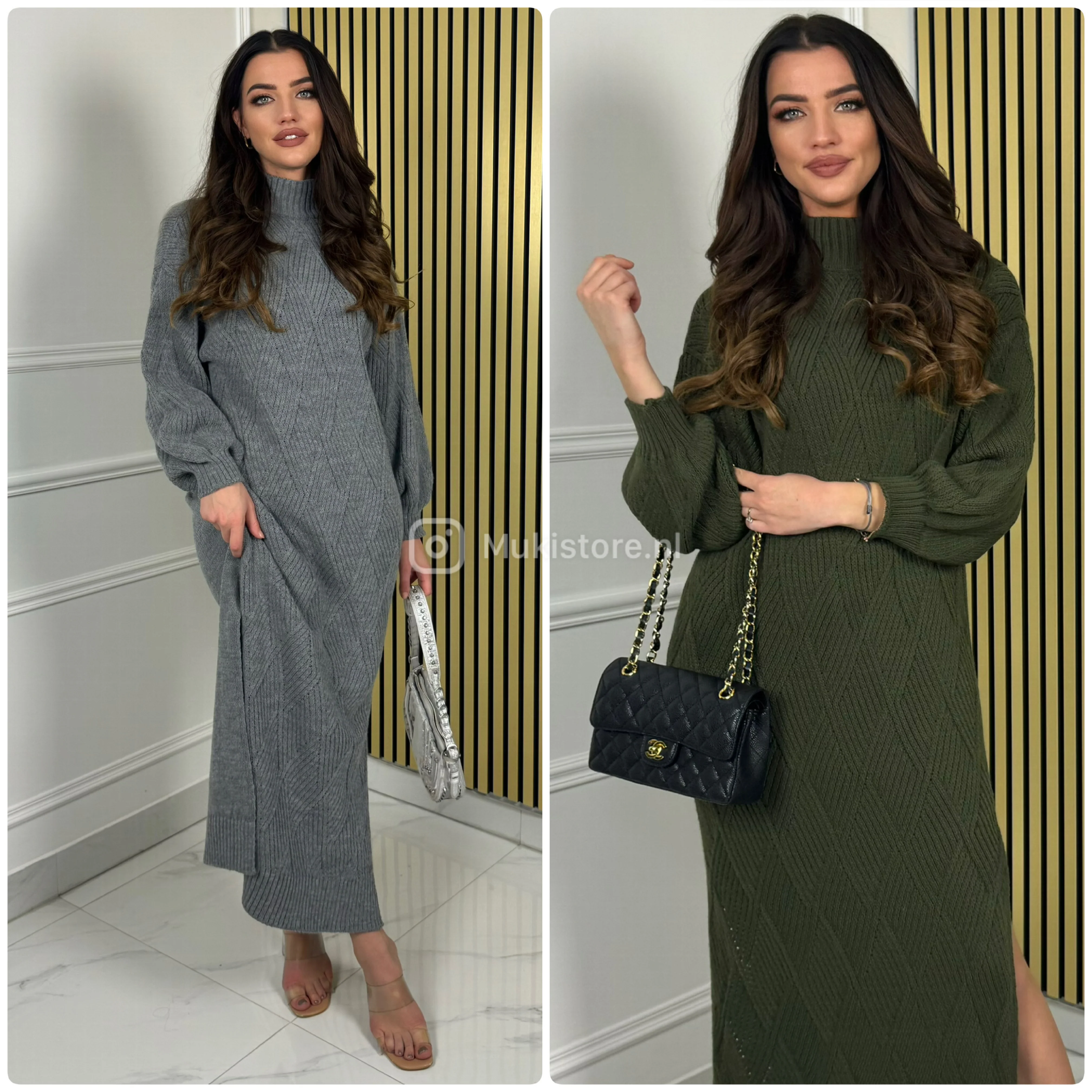 Midi Col Chester Print Knitwear Double Splits - Image 8