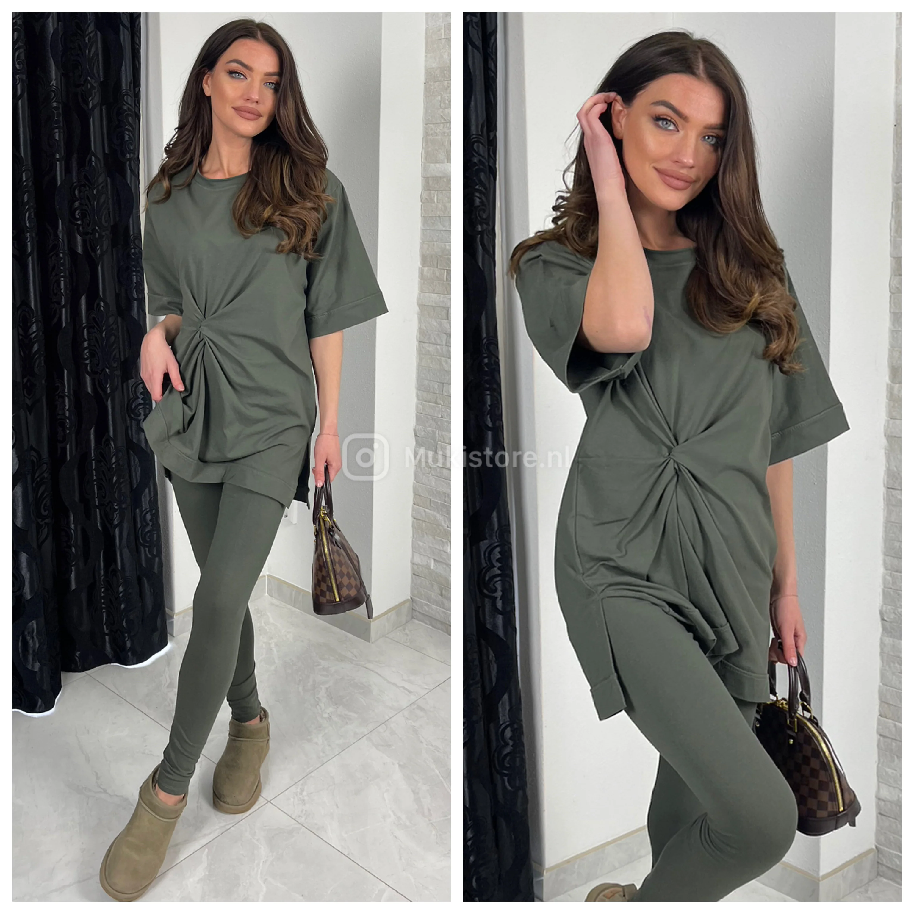 Oversized Wrapped Top Splits + Legging Set Terry Cotton - Image 9