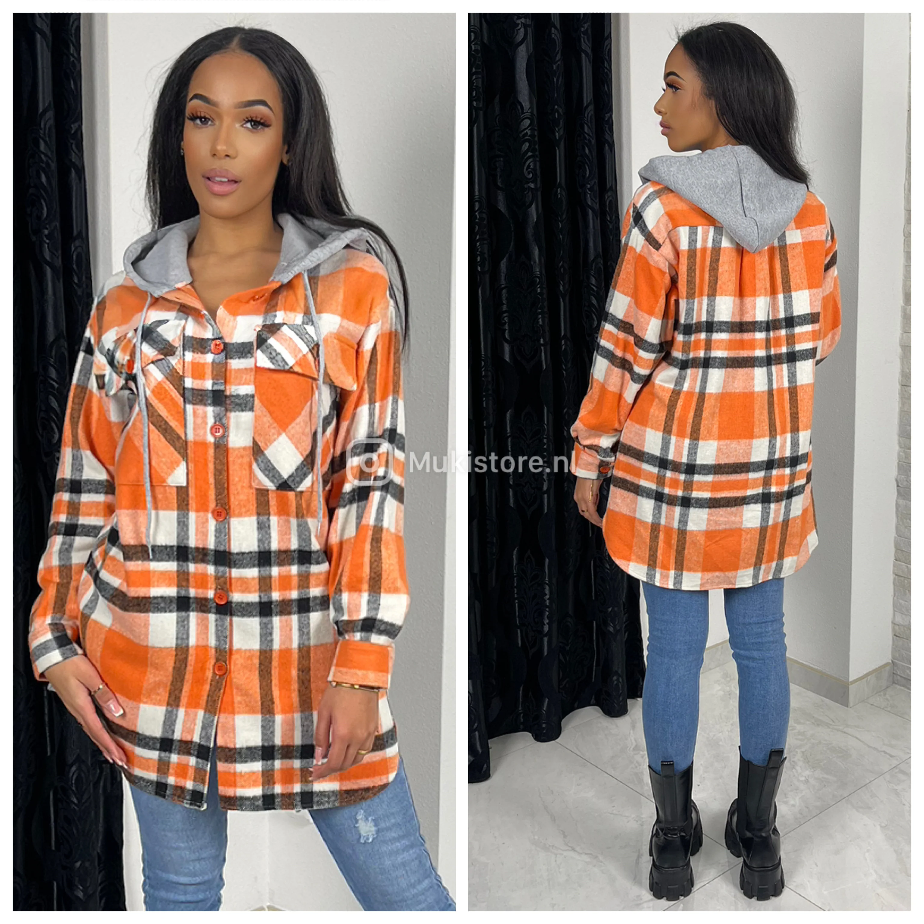 Plaid Soft Shacket Hoodie - Image 5
