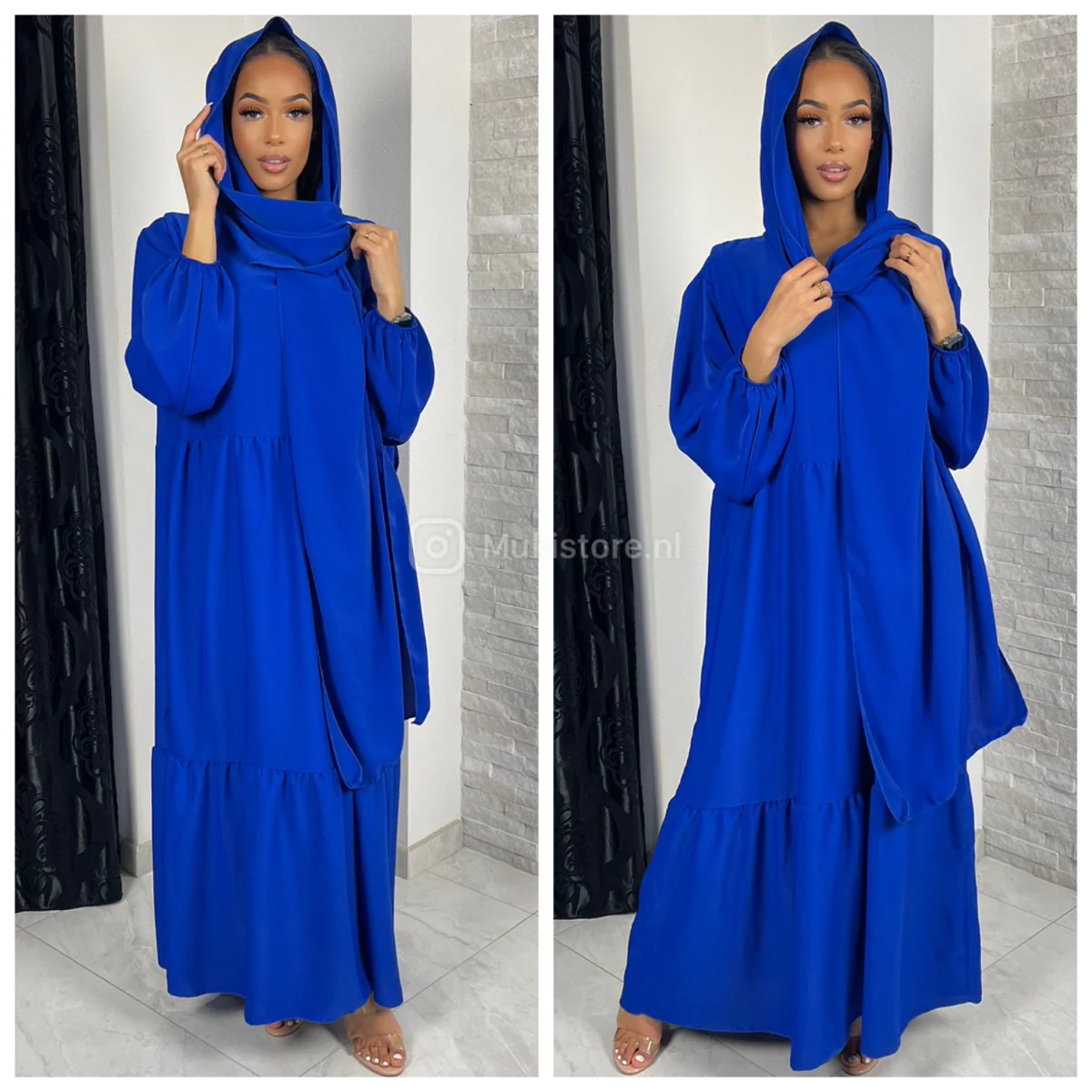 Pleated Headscarf Abaya Oversized - Image 10