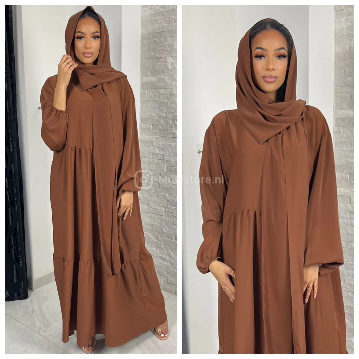 Pleated Headscarf Abaya Oversized - Image 11