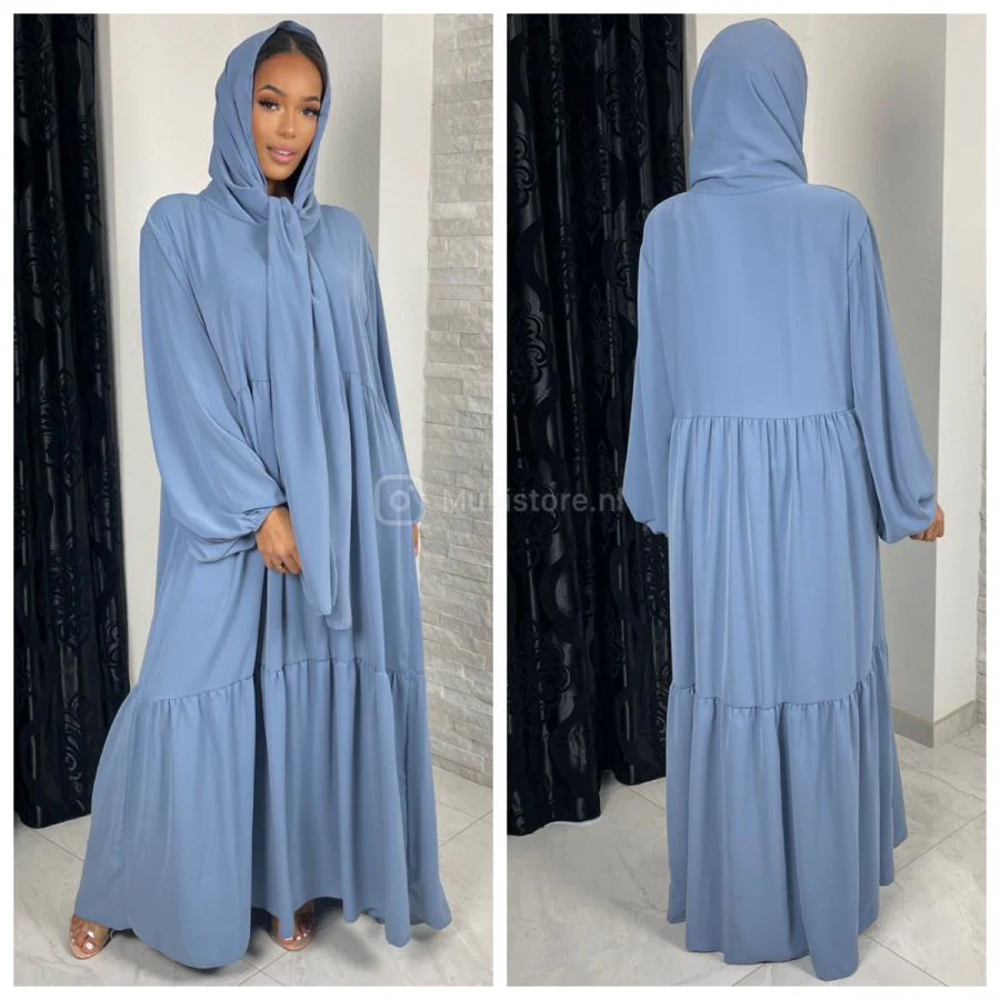 Pleated Headscarf Abaya Oversized - Image 13