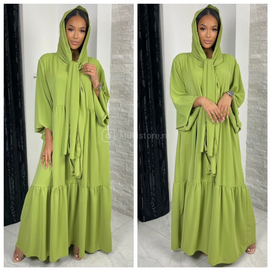 Pleated Headscarf Abaya Oversized - Image 14