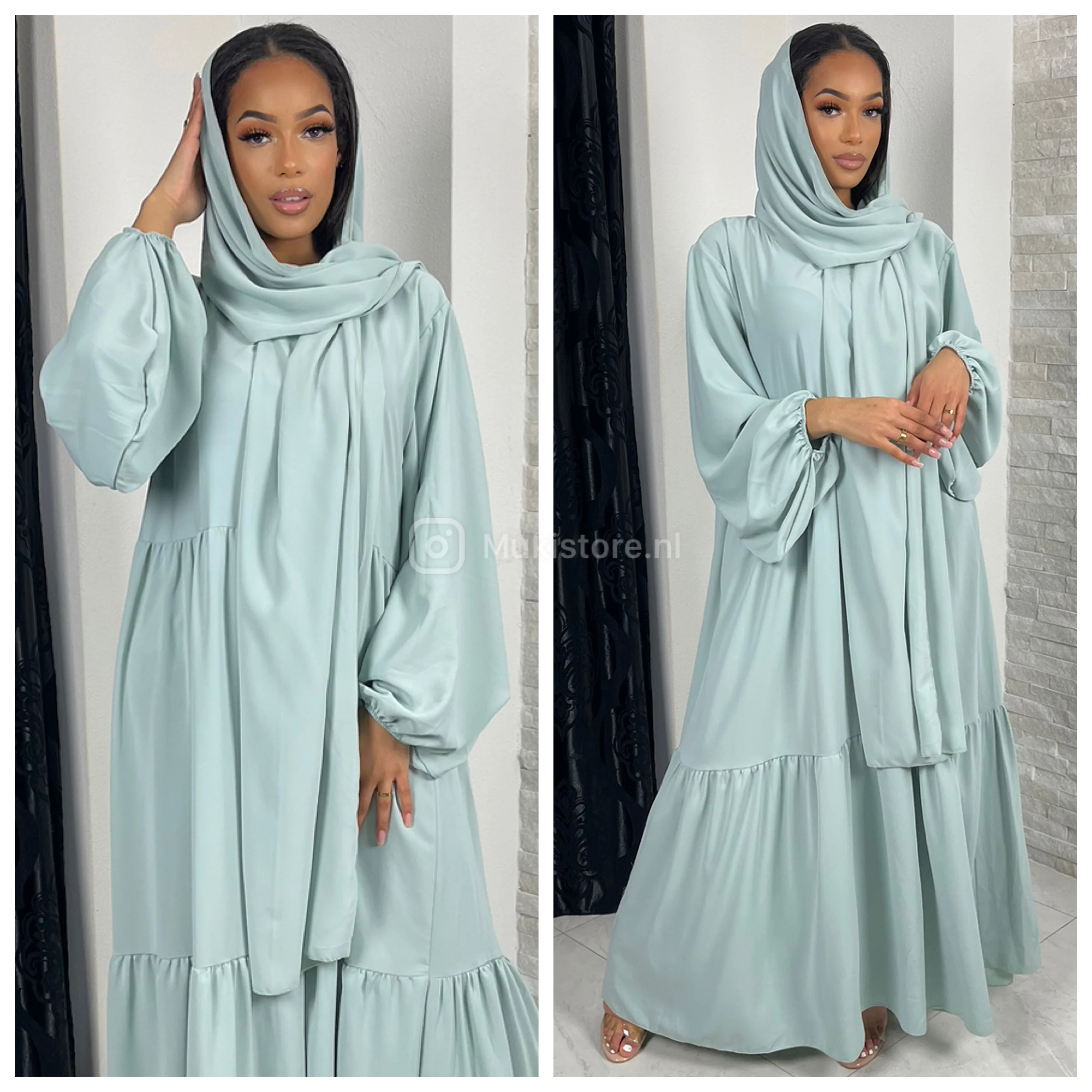 Pleated Headscarf Abaya Oversized - Image 20