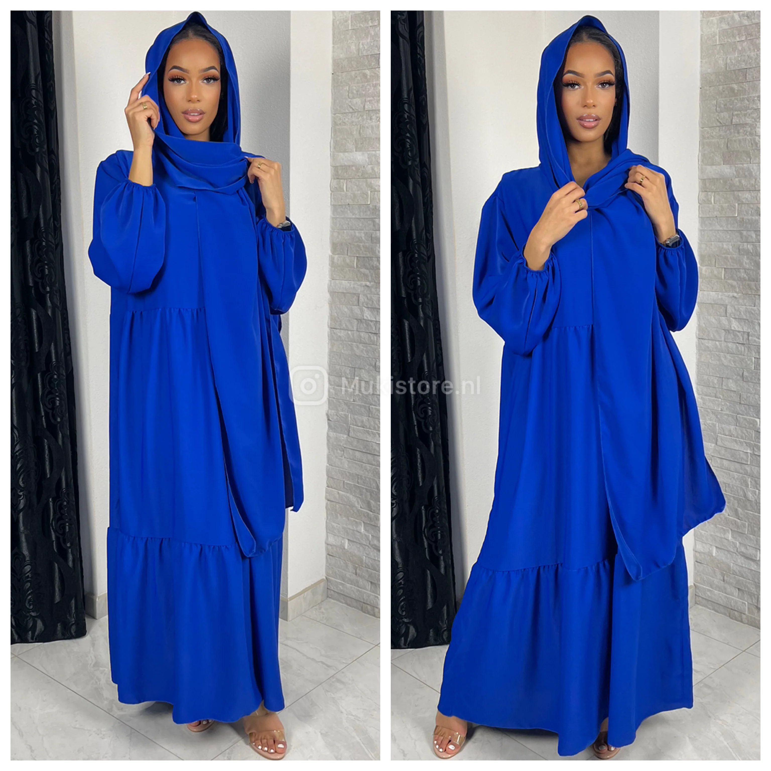 Pleated Headscarf Abaya Oversized - Image 23