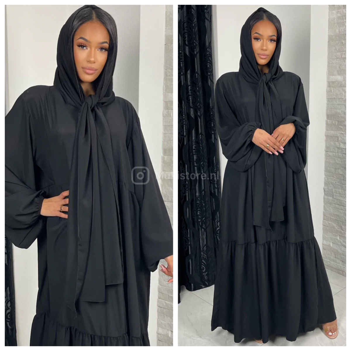 Pleated Headscarf Abaya Oversized - Image 3