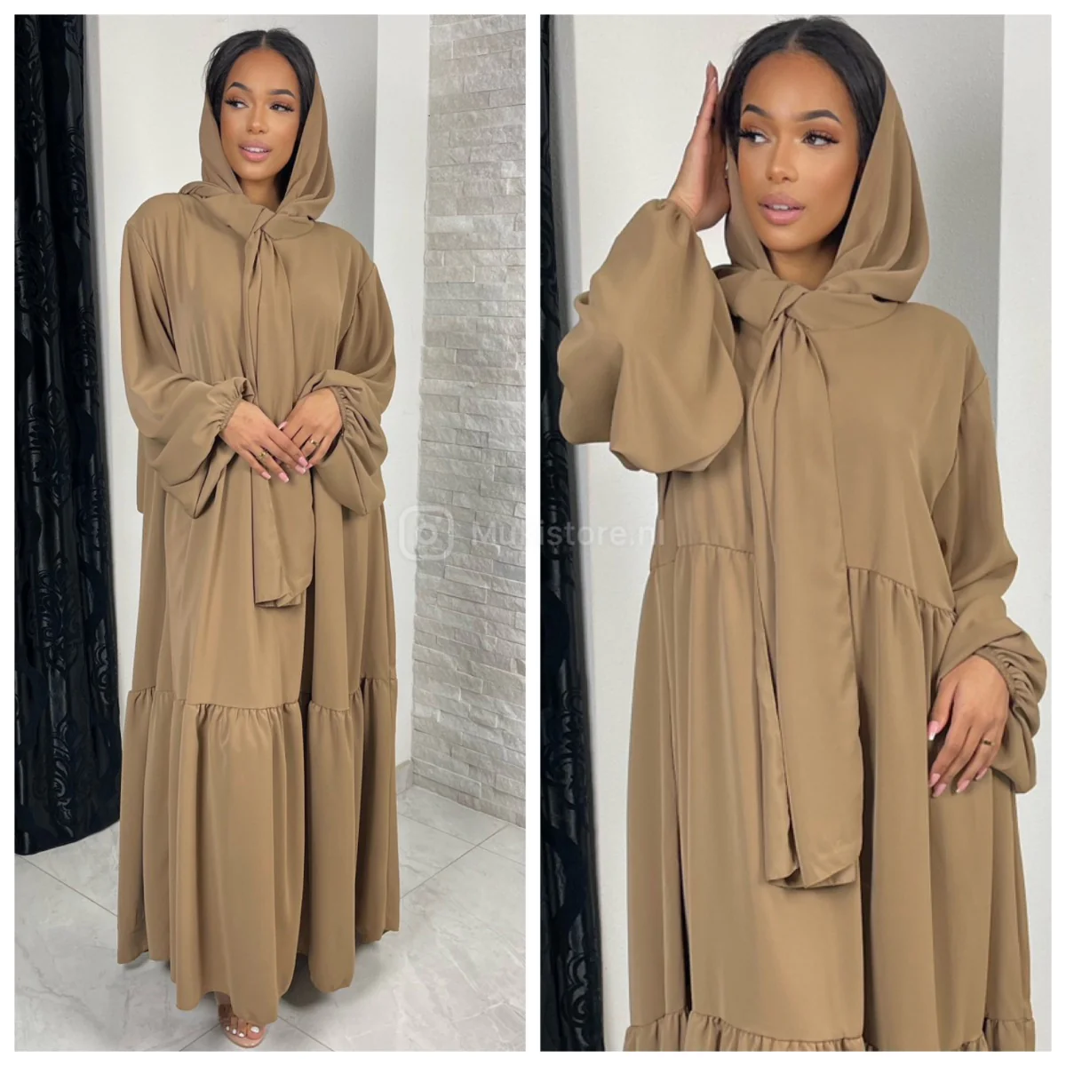 Pleated Headscarf Abaya Oversized - Image 5