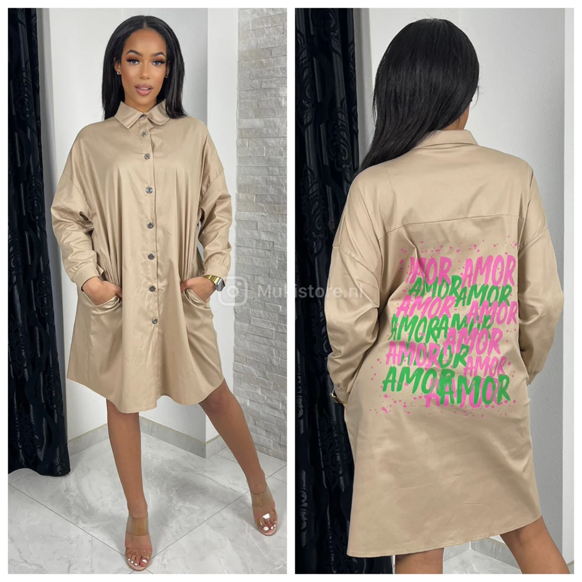 Premium Quality Oversized Blouse Dress AMOR - Image 3