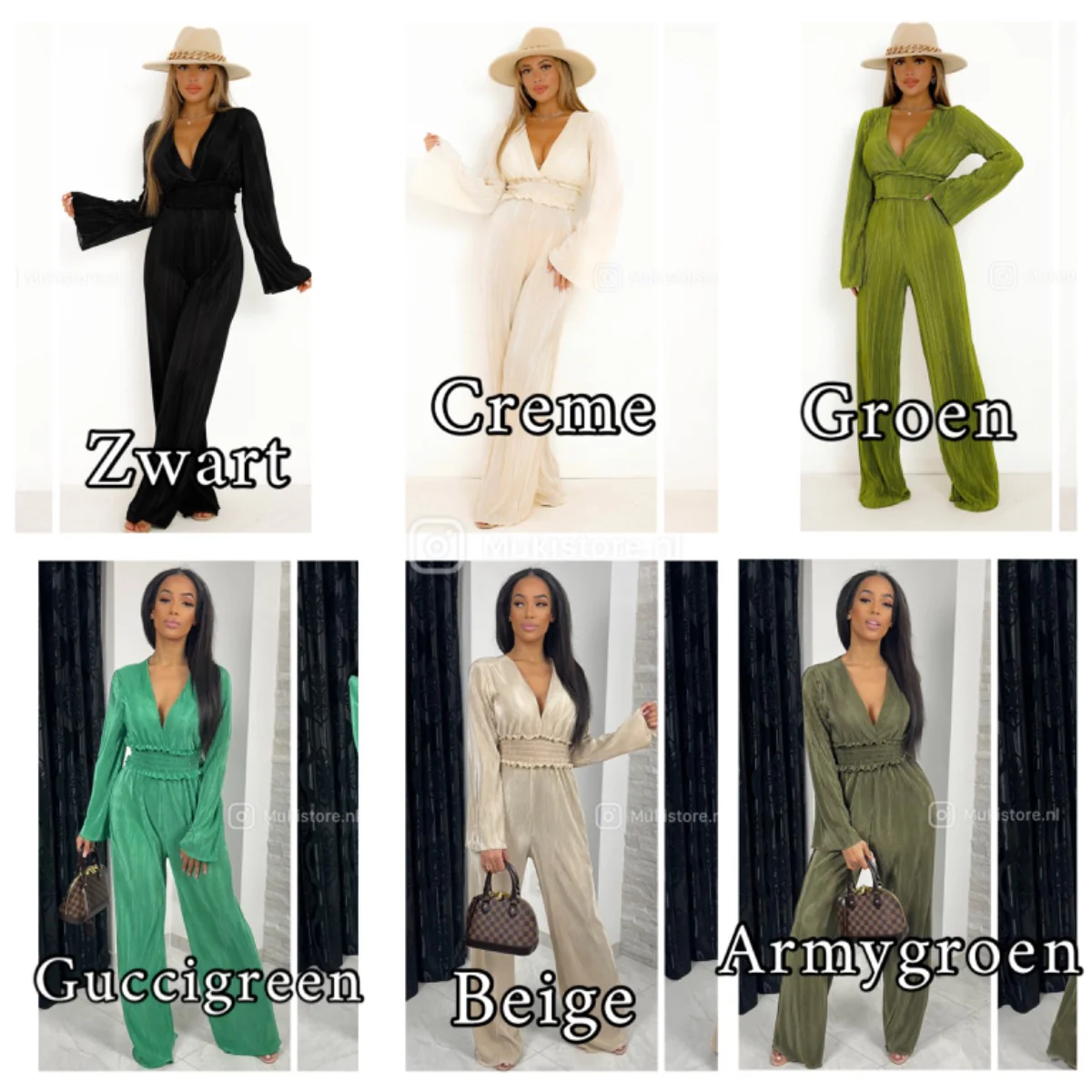 Shiny Ribbed Jumpsuit V Neck Waist Detail - Image 10