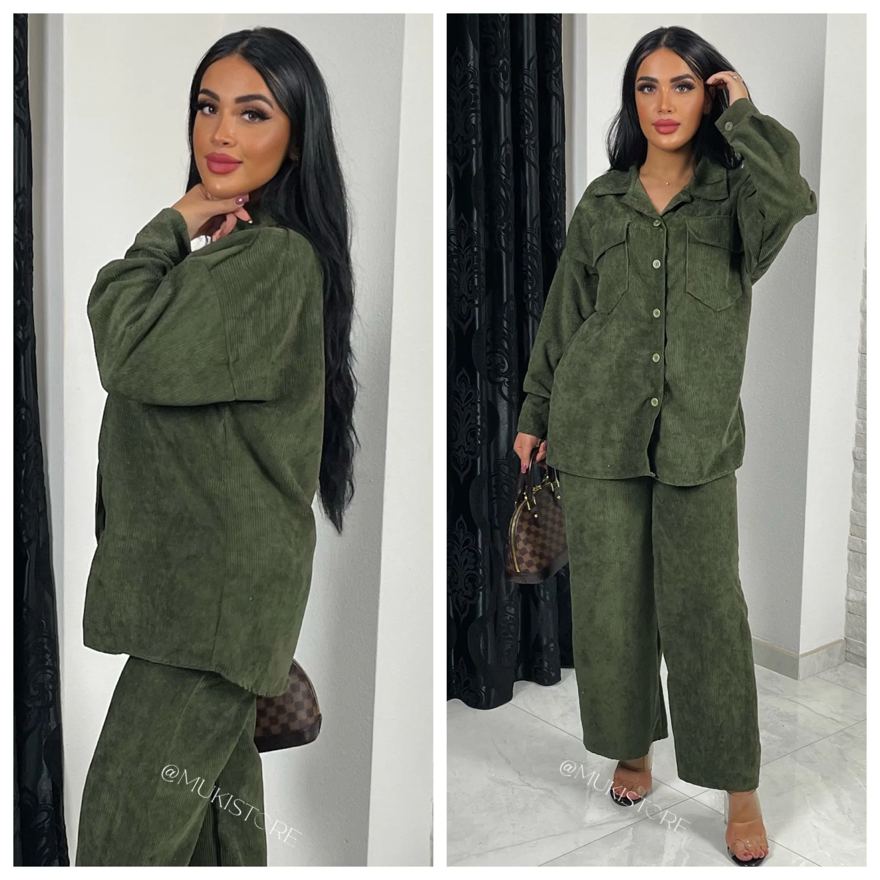 Thick Ribbed Wide Leg Blouse Set - Image 8